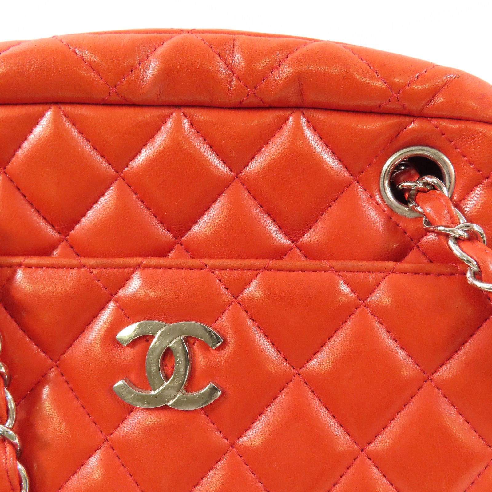 CHANEL 羊皮皮革Chain Shoulder銀扣鏈帶肩背袋