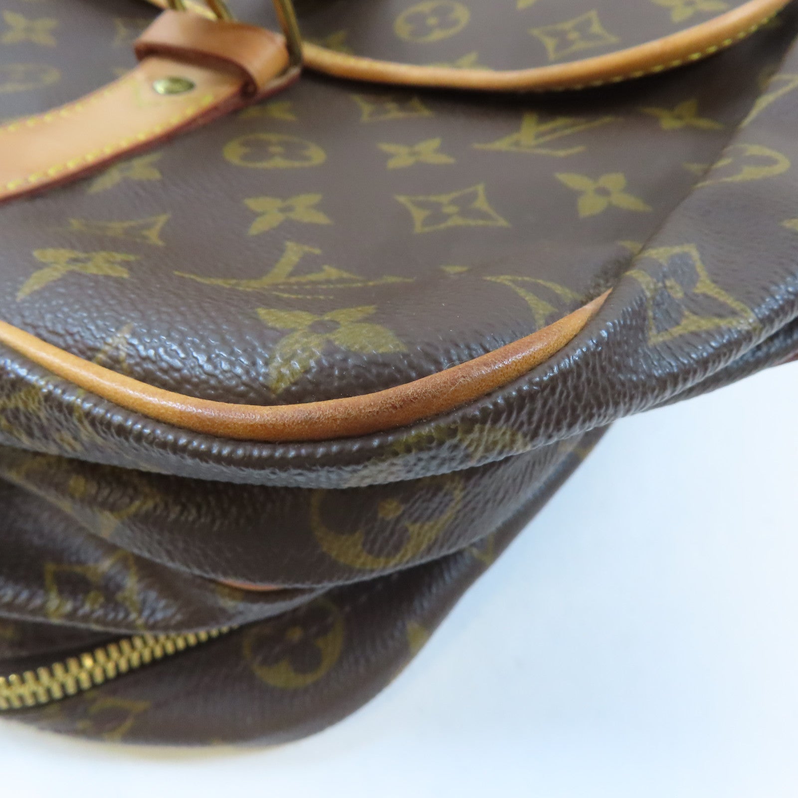 LOUIS VUITTON Monogram Hunting Bag金扣手挽肩背兩用袋啡色