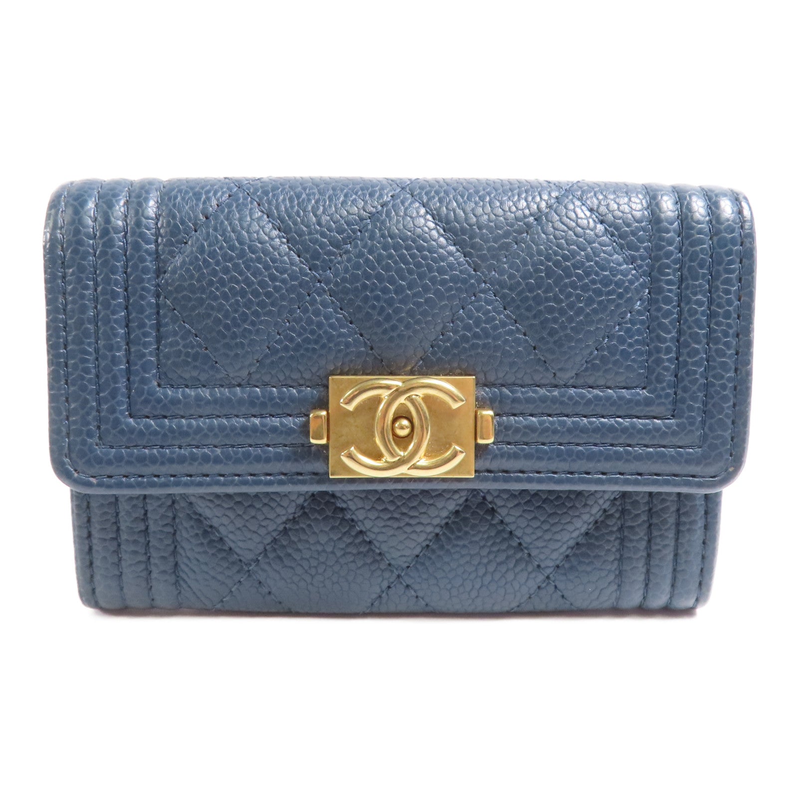 CHANEL 牛皮皮革Boy Card Case金扣卡片套