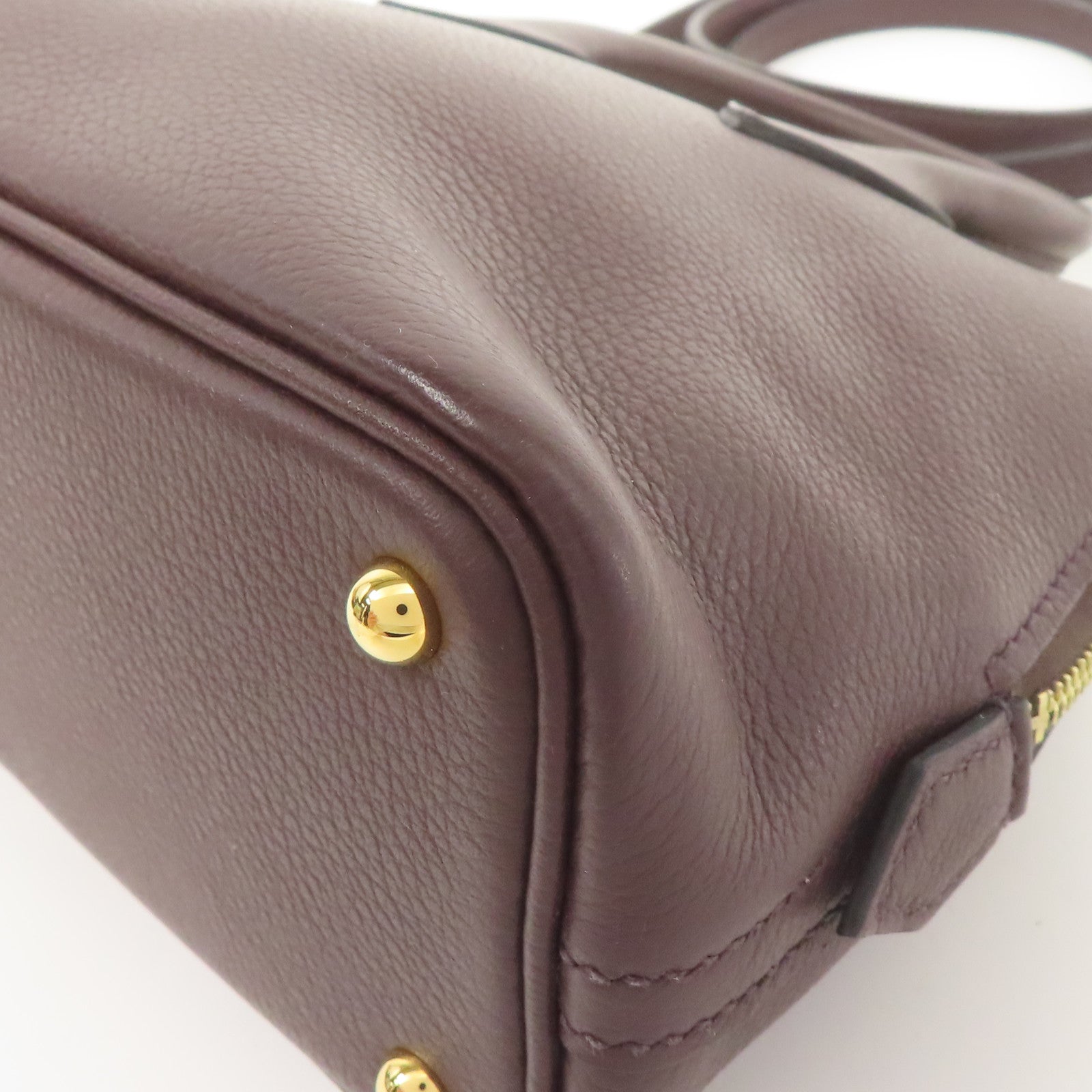 HERMES Evercolor皮革Bolide Mini金扣手挽肩背兩用袋Rouge Sellier