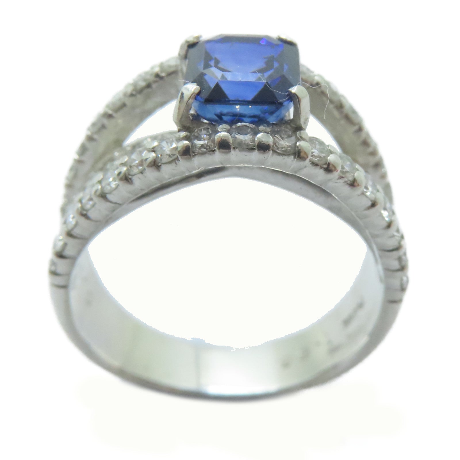 JEWELRY 【激減優惠】PT900鉑金Sapphire Ring1.56ct藍寶石/0.7ct鑚石戒指US#5.75