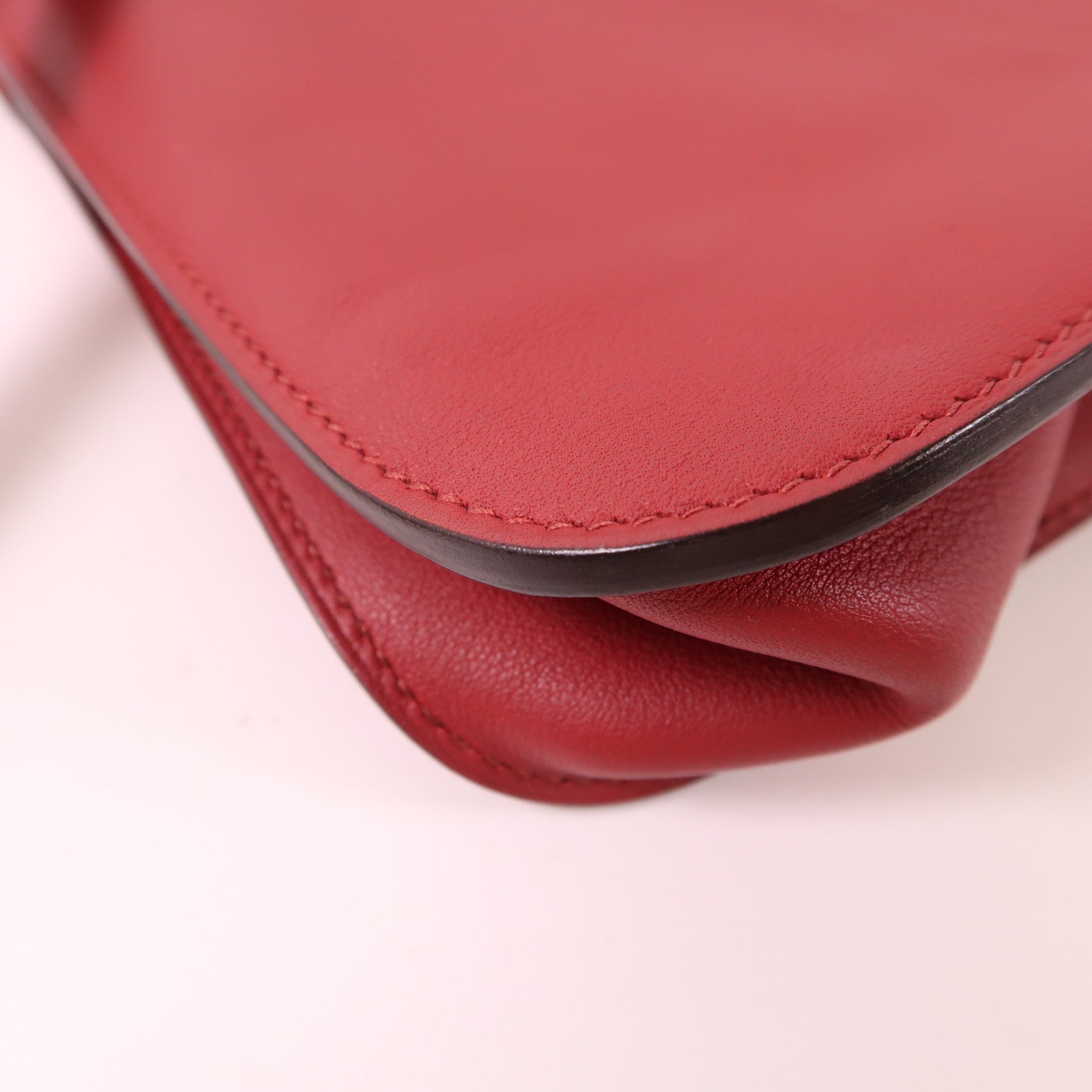 HERMES Swift皮革Mini Halzan銀扣手挽肩背兩用袋Rouge Garance