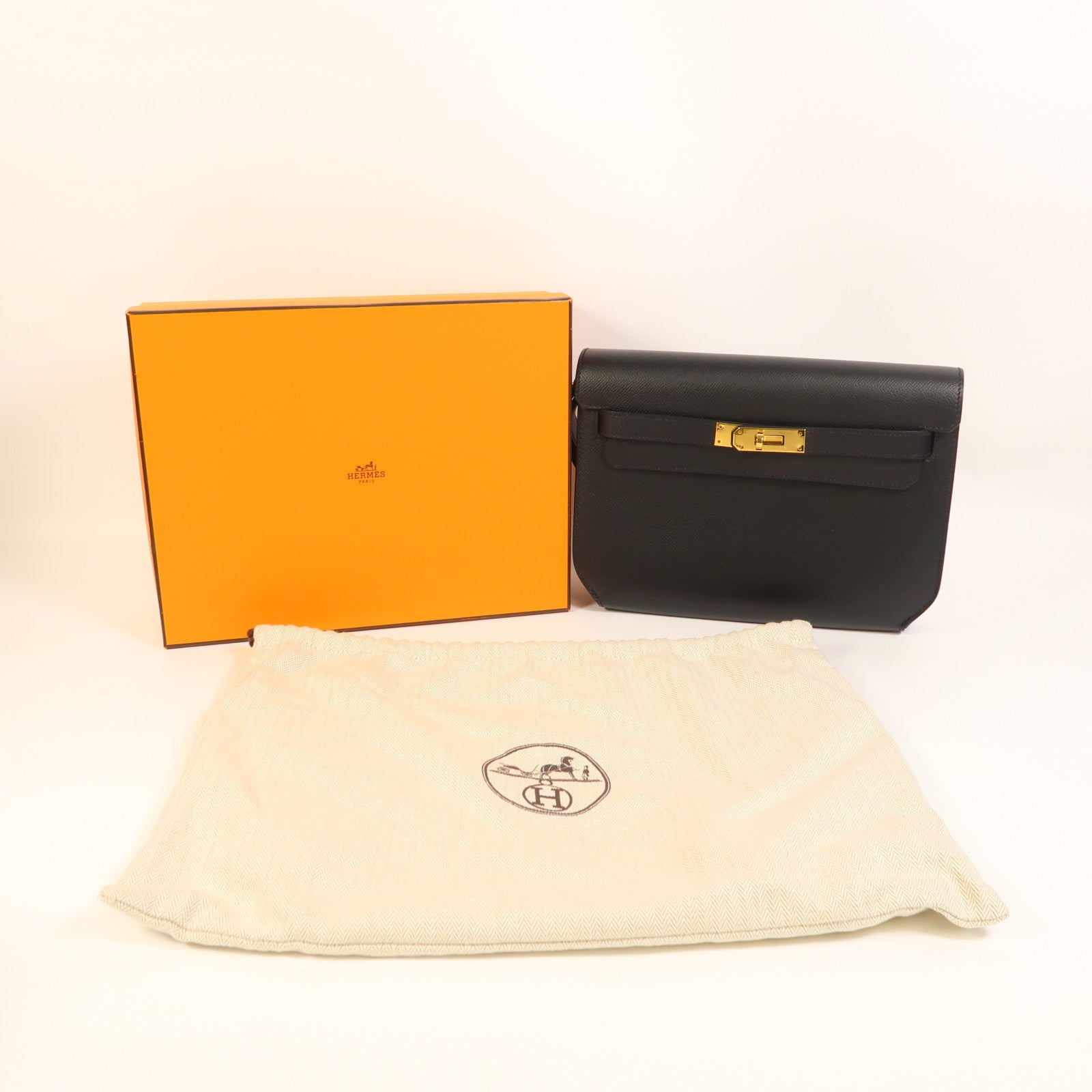 HERMES Epsom皮革Kelly Depeches 25金扣手拿包