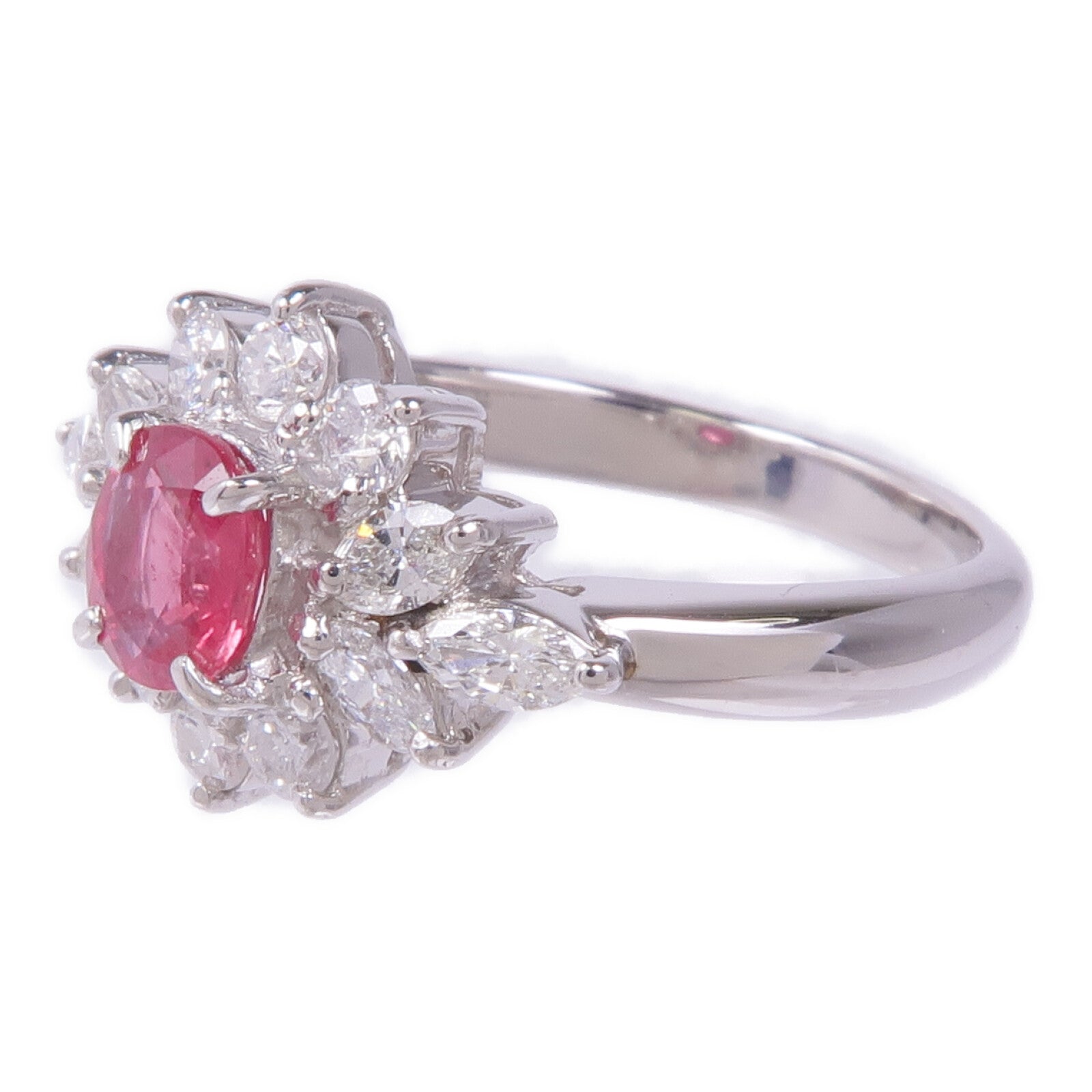 JEWELRY 【激減優惠】PT850鉑金Ruby Diamond Ring紅寶石/鑽石戒指US#5.75