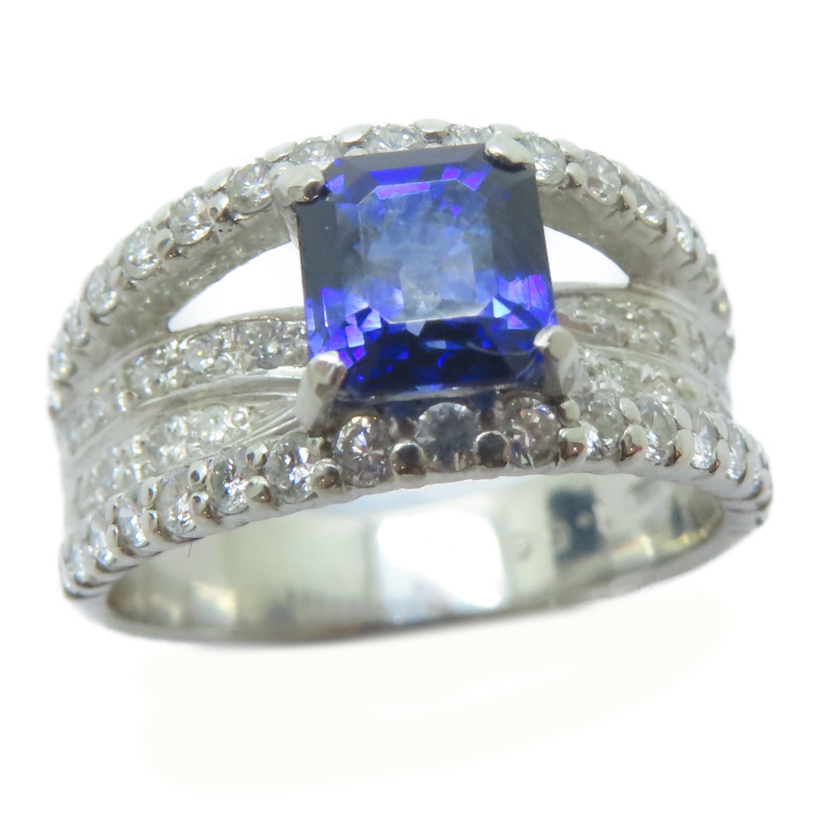 JEWELRY 【激減優惠】PT900鉑金Sapphire Ring1.56ct藍寶石/0.7ct鑚石戒指US#5.75