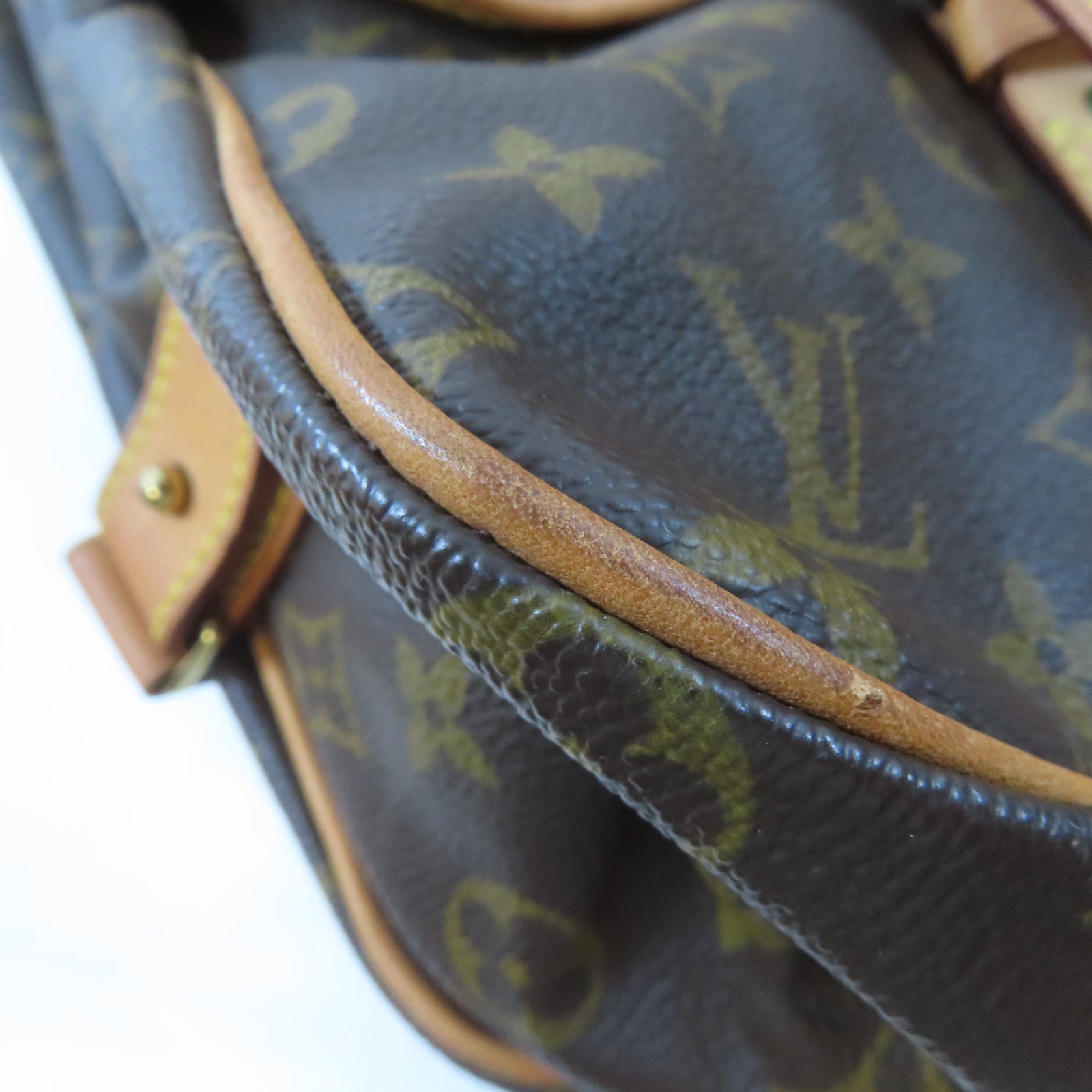 LOUIS VUITTON Monogram Hunting Bag金扣手挽肩背兩用袋啡色