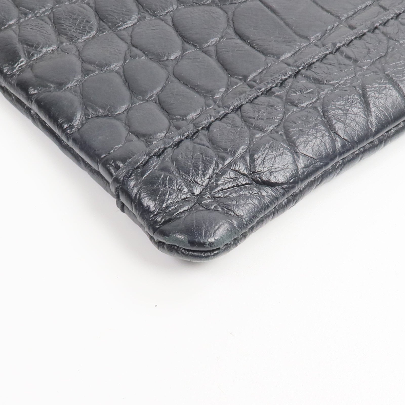 BALENCIAGA 牛皮皮革Crocodile Embossed Classic Clutch手拿包