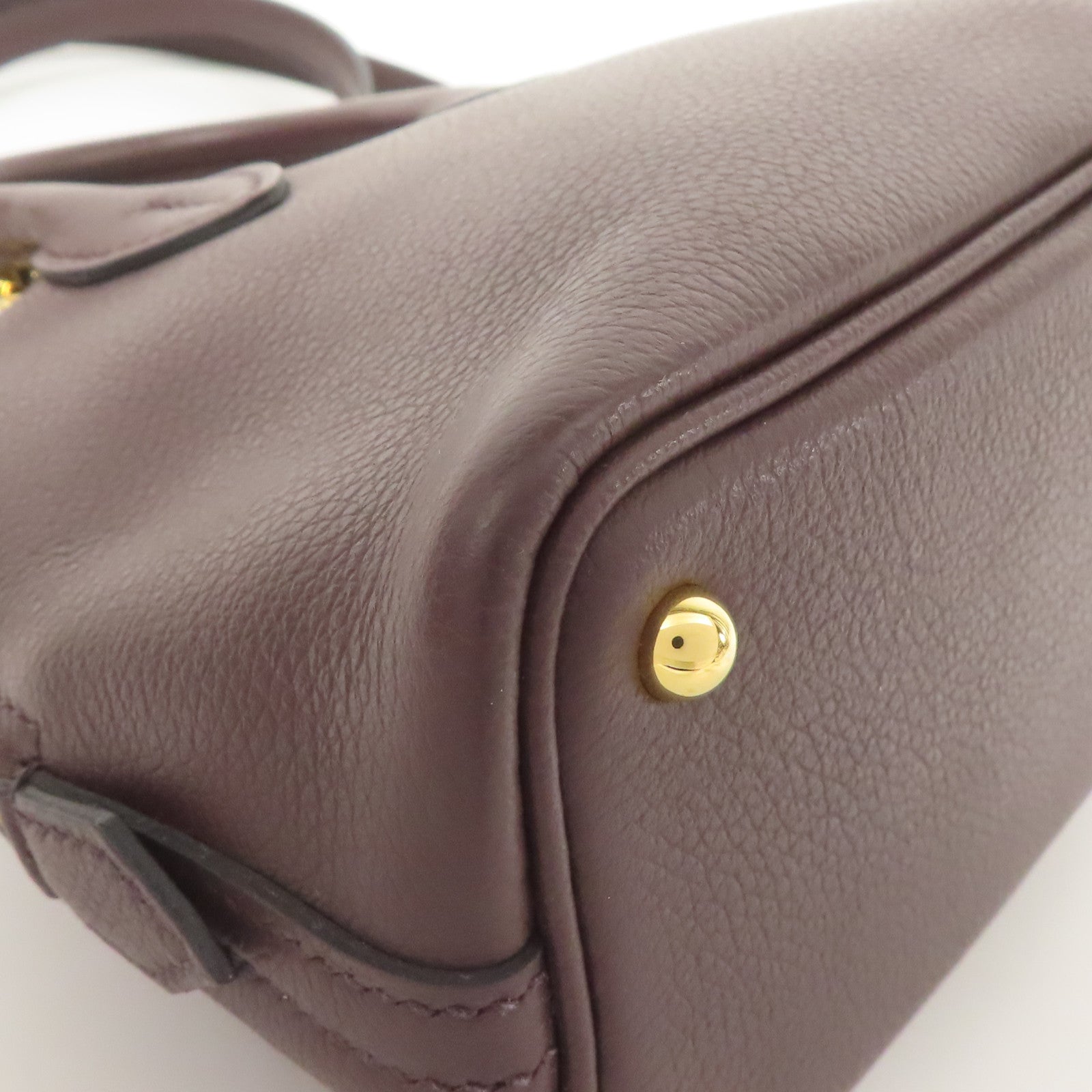 HERMES Evercolor皮革Bolide Mini金扣手挽肩背兩用袋Rouge Sellier