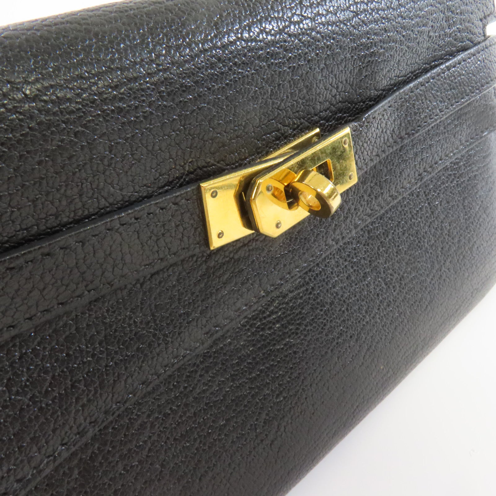 HERMES Chevre皮革Kelly Long Wallet金扣長錢包黑色