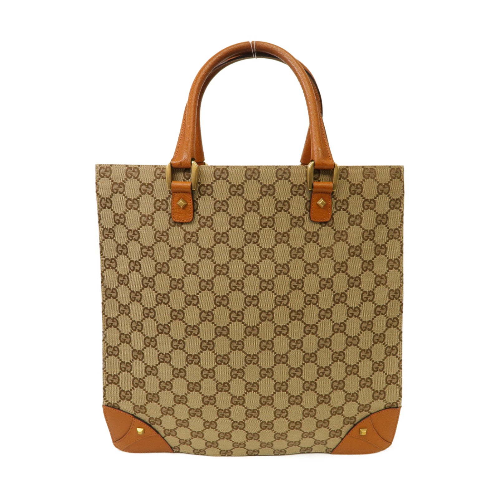 GUCCI 帆布Hand Bag金扣手挽袋啡色
