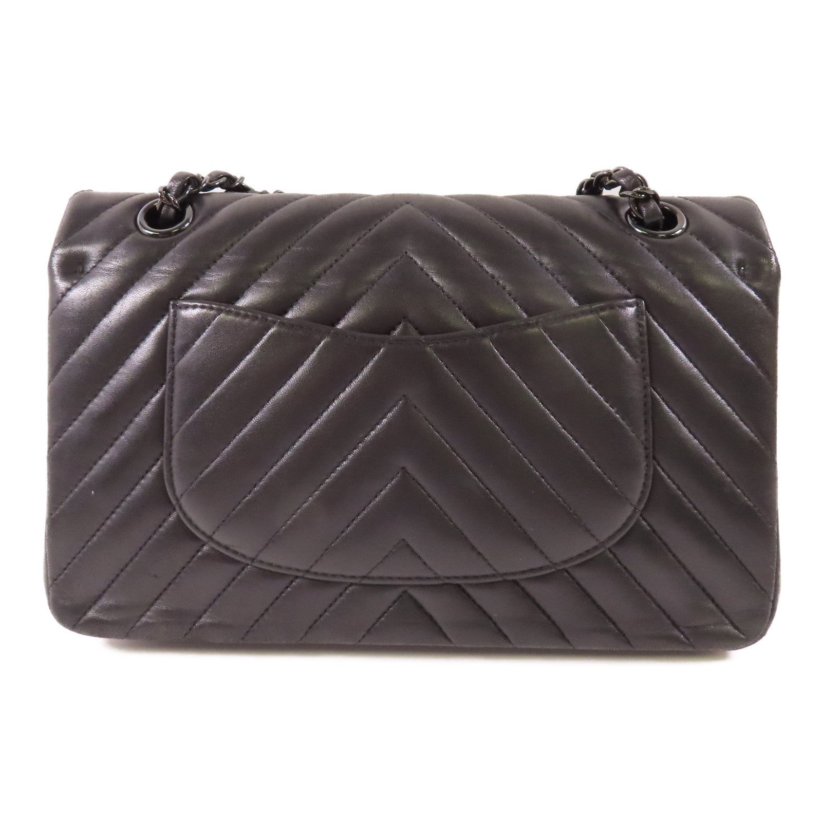 CHANEL CC Classic 25 Chain Shoulder Bag Lambskin Leather Black