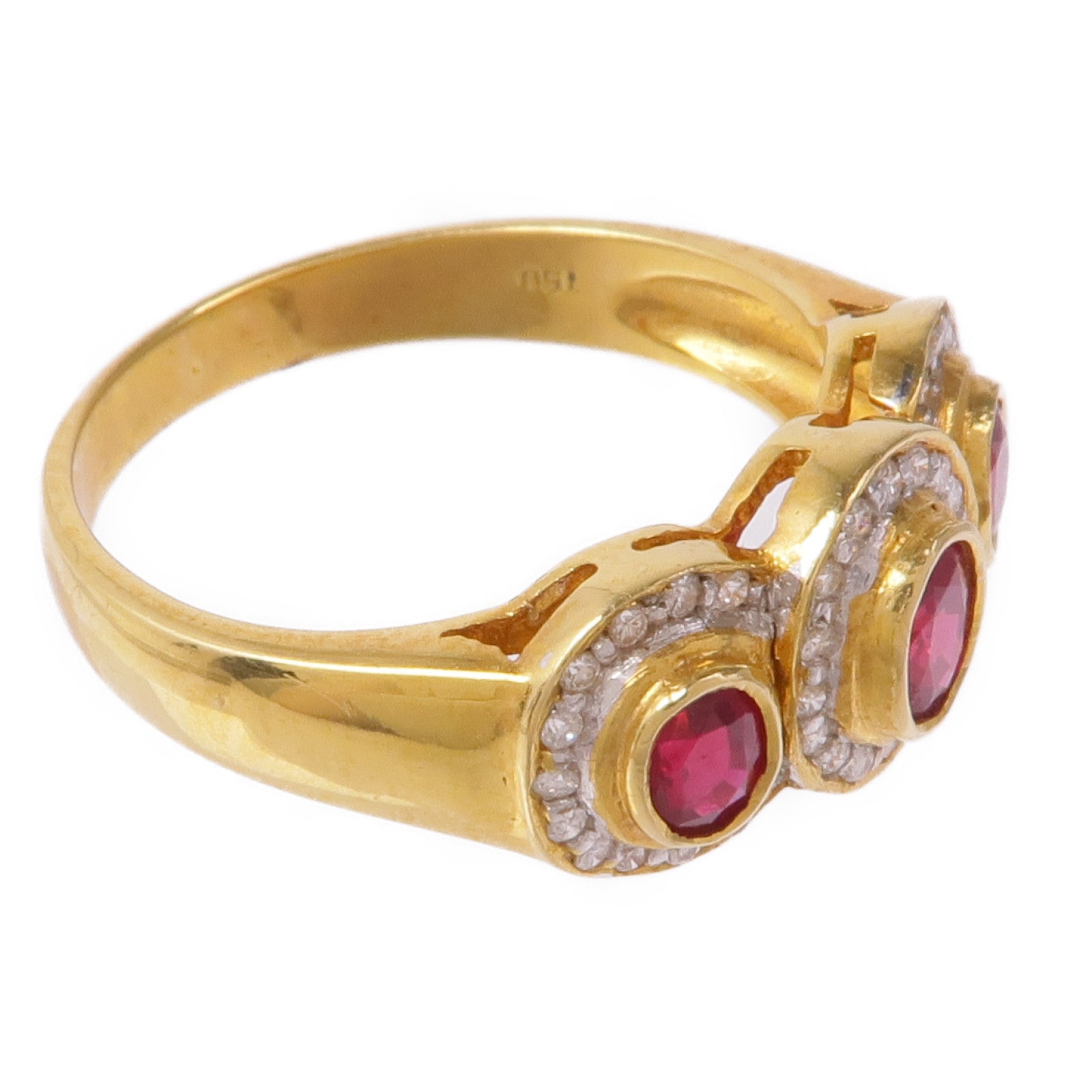 JEWELRY 18K黃金Ruby Diamond Ring紅寶石/鑽石戒指US#7.25