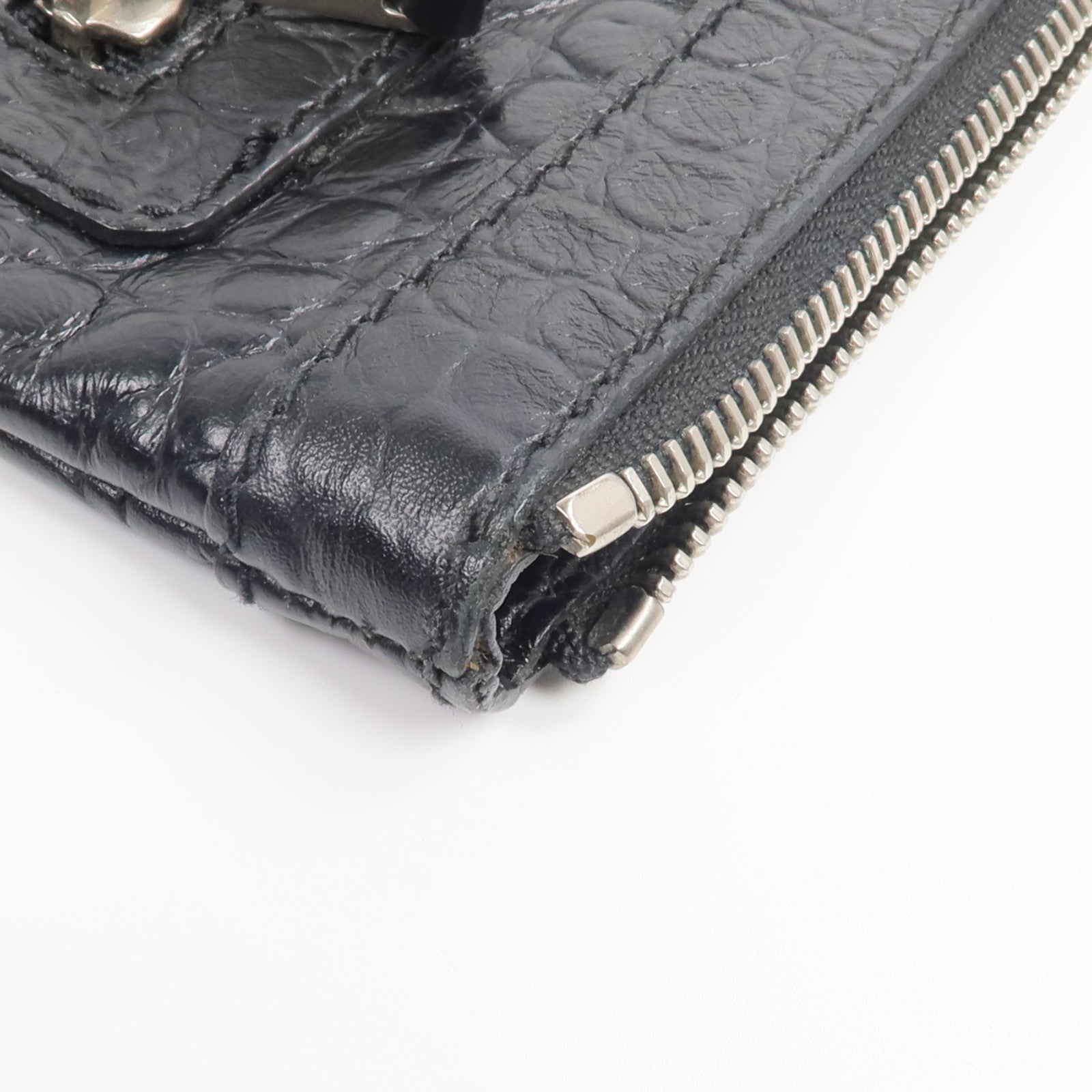 BALENCIAGA 牛皮皮革Crocodile Embossed Classic Clutch手拿包