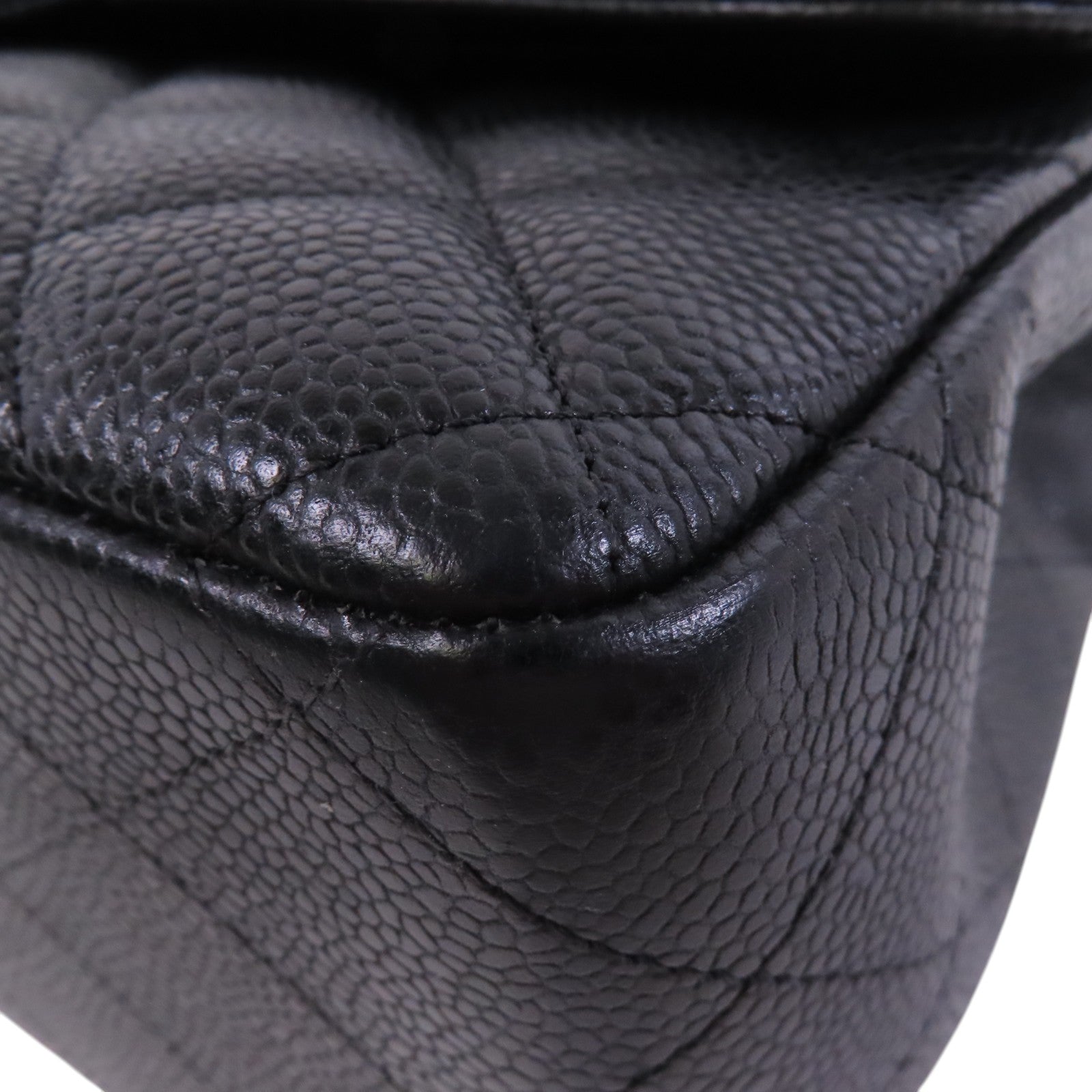 CHANEL 牛皮皮革Large Classic 30銀扣鏈帶肩背袋