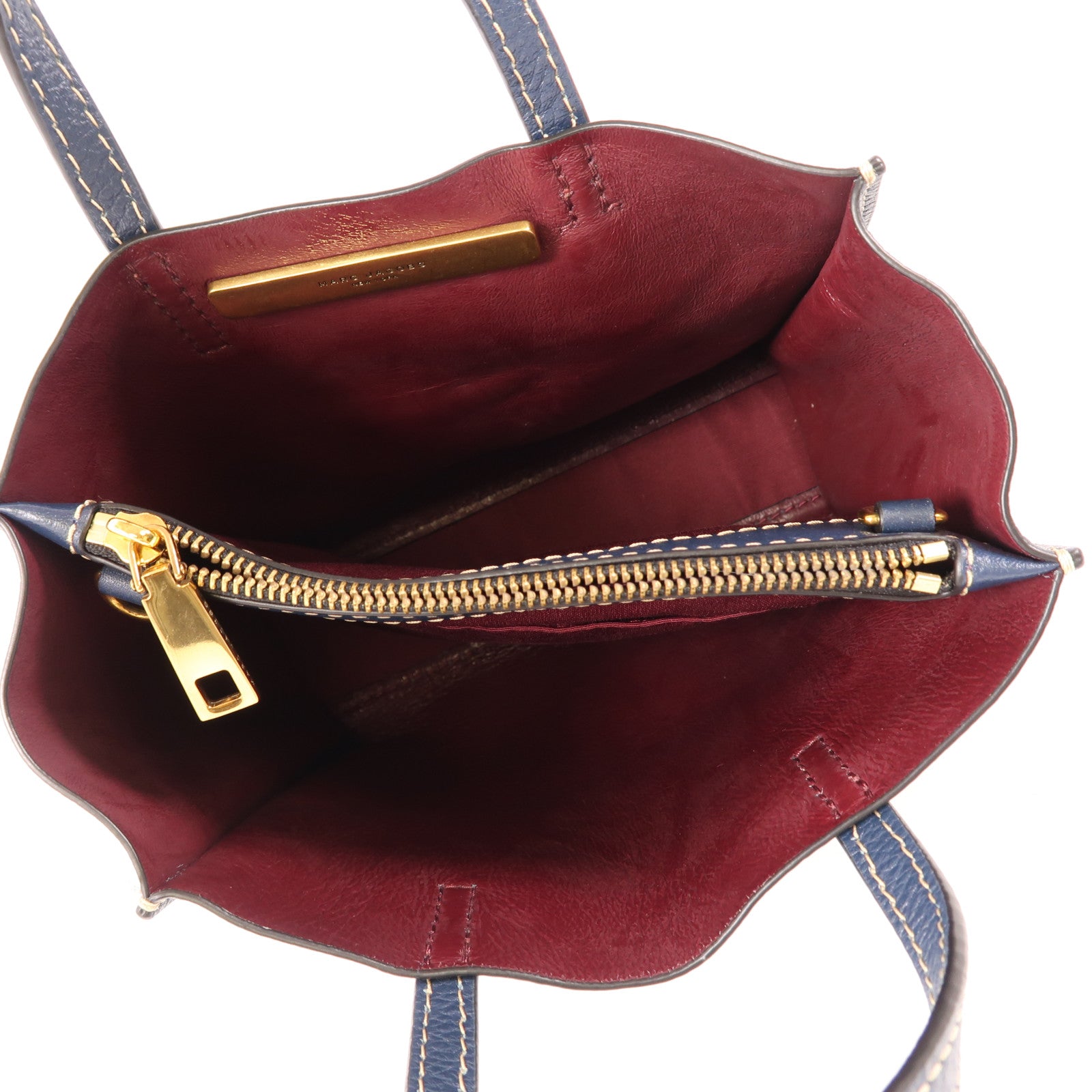 MARC JACOBS GHW Shoulder Bag 2 Way Shoulder Bag Handbag Calfskin Leather Navy