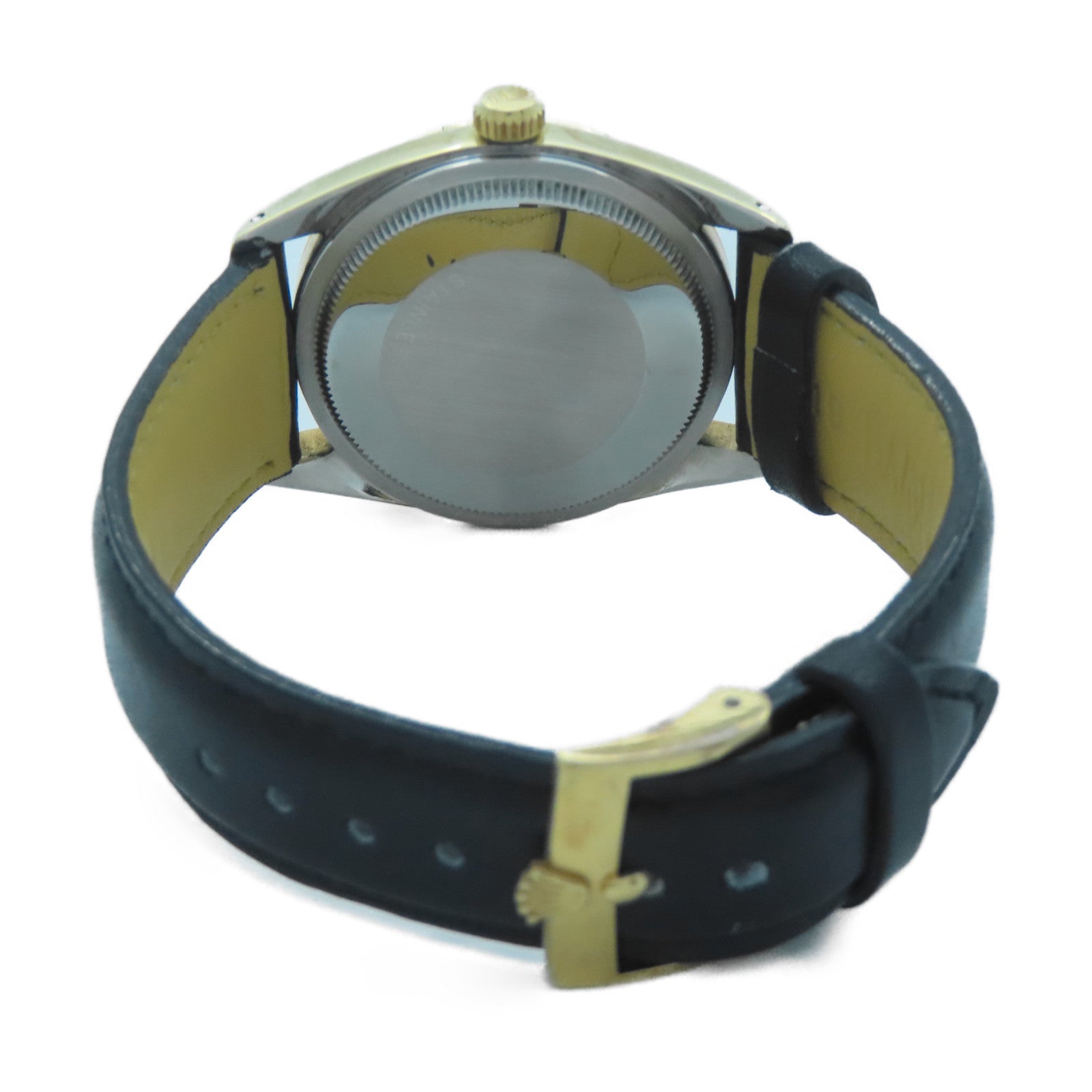 ROLEX Oyster Perpetual Date鍍金/皮革帶手錶自動機芯金色