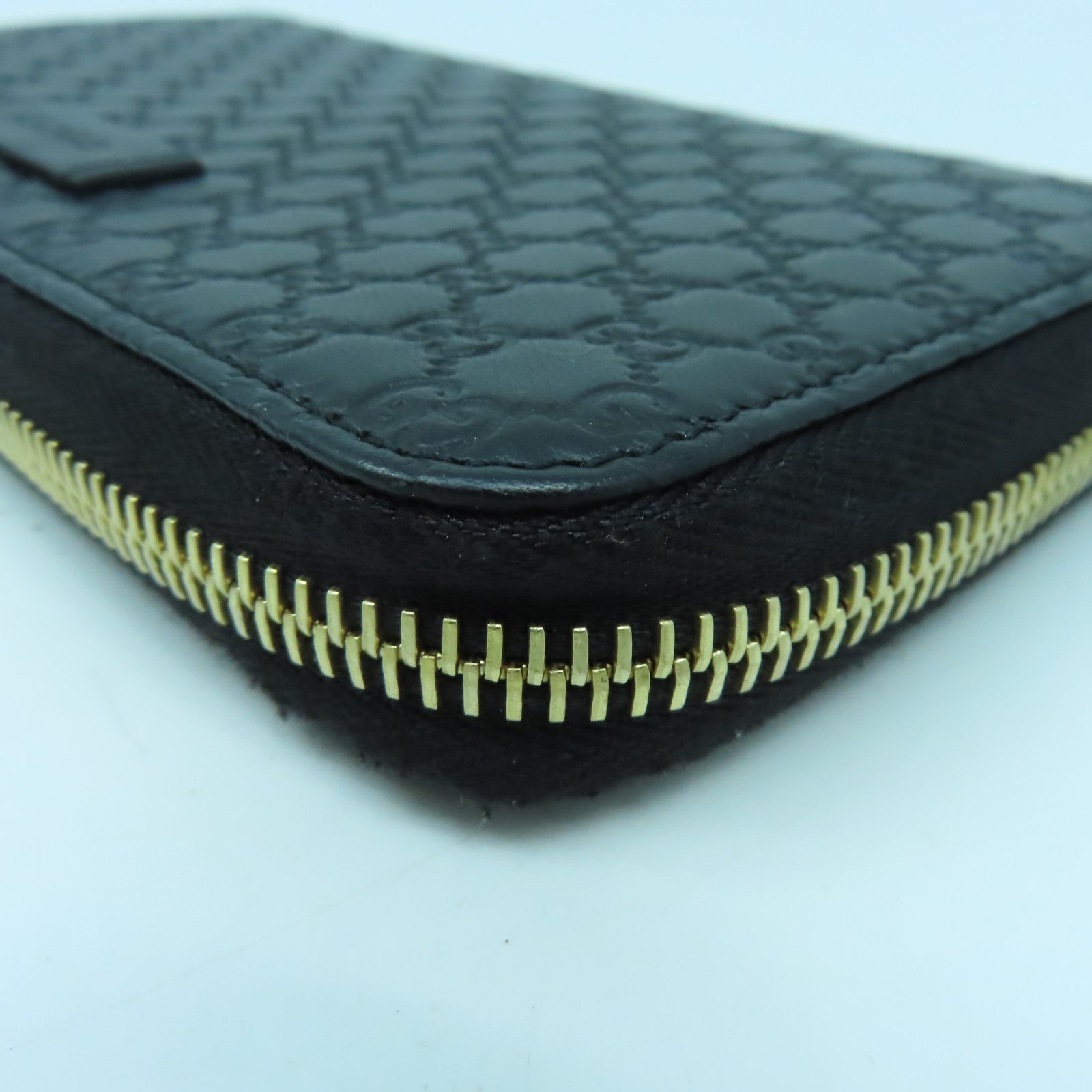 GUCCI 牛皮皮革Zipper Long Wallet金扣長錢包黑色
