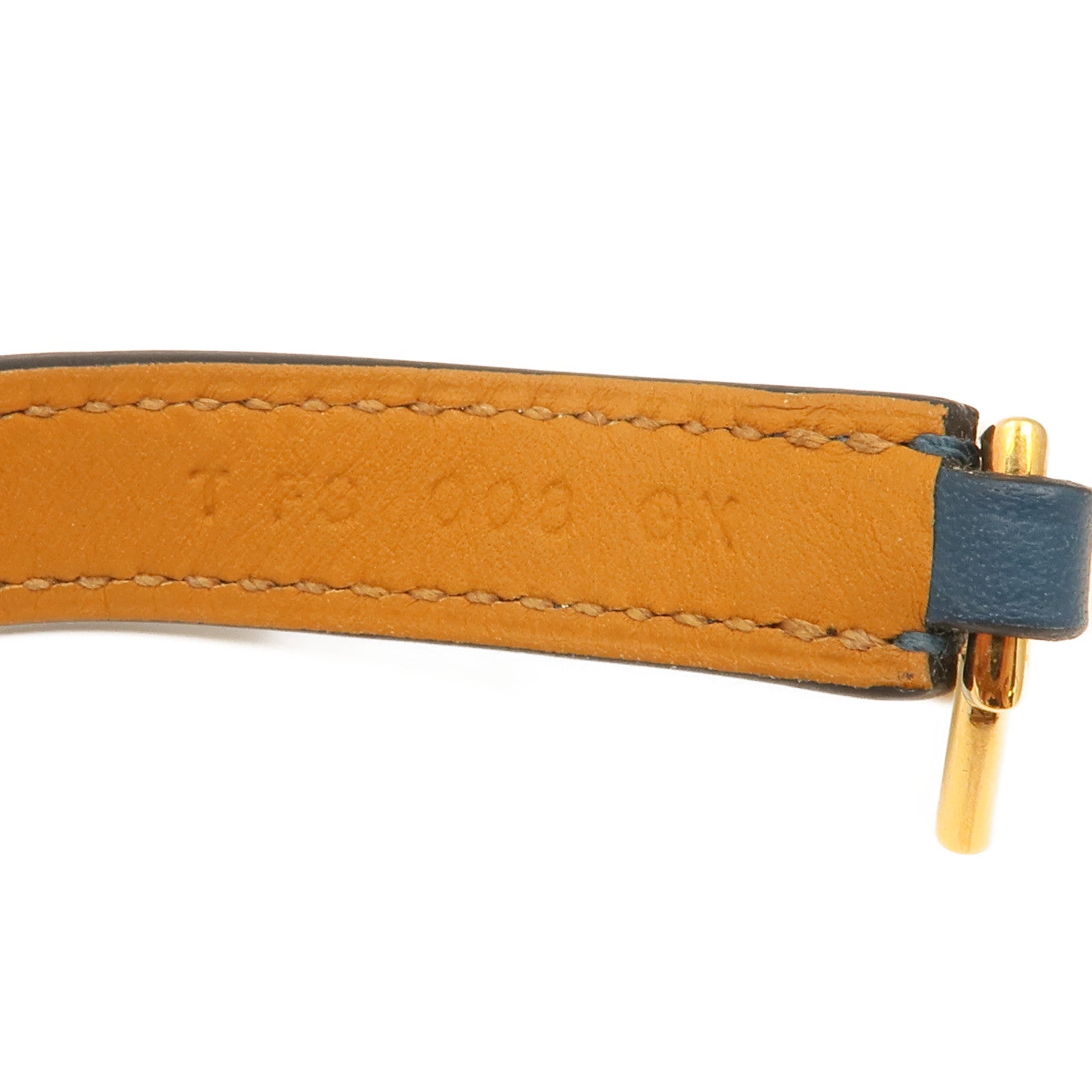 HERMES Swift皮革Rivale Double Tour Bracelet金扣手鏈Navy