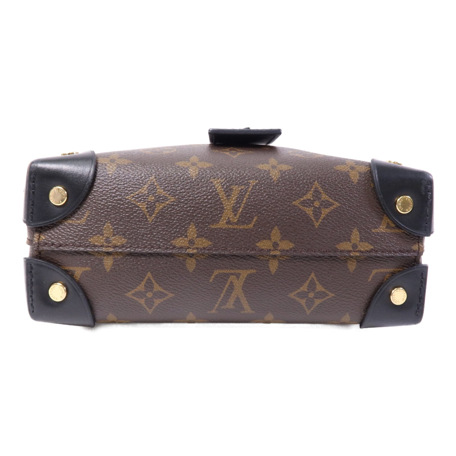 LOUIS VUITTON Monogram Petite Malle Souple金扣手挽肩背兩用袋棕色