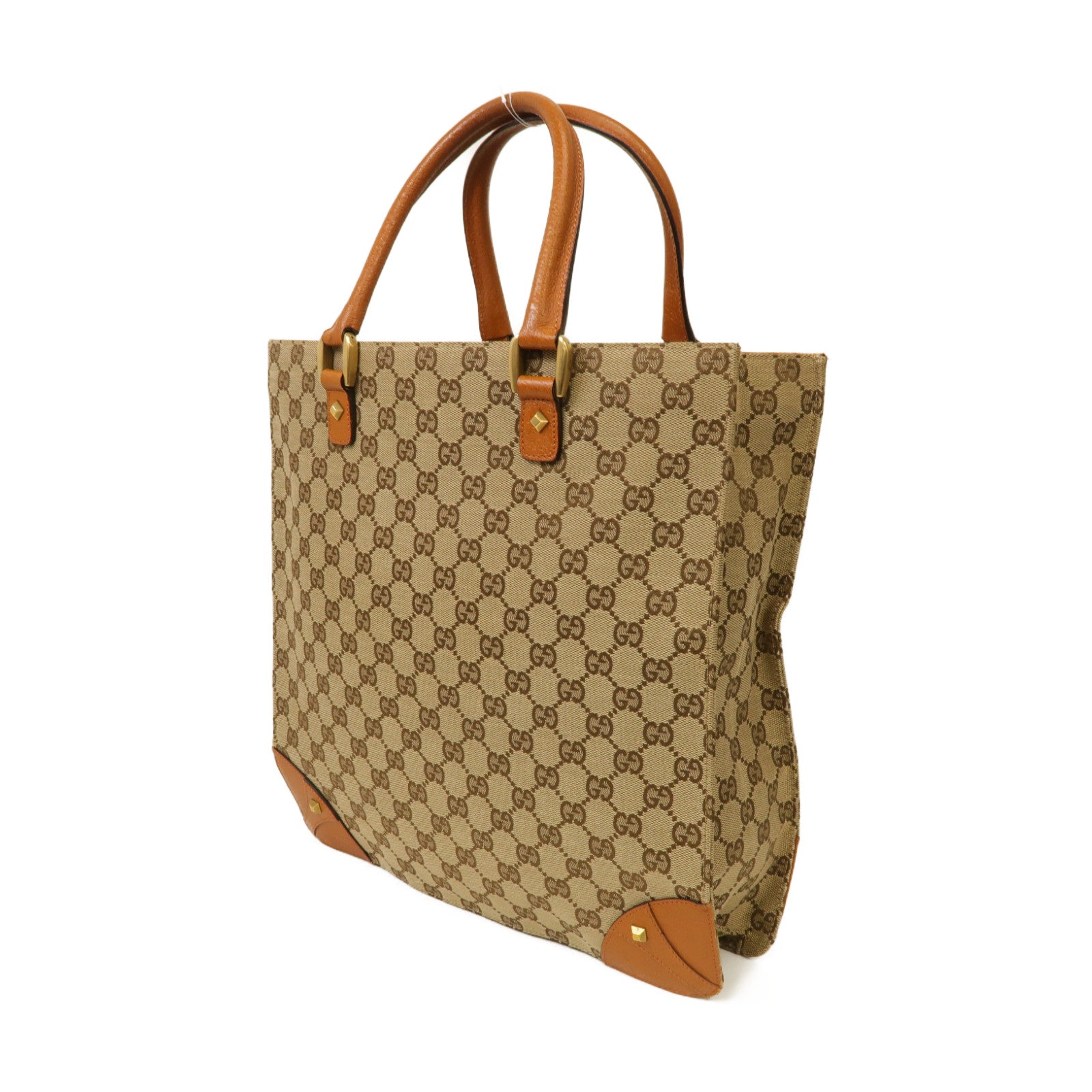 GUCCI 帆布Hand Bag金扣手挽袋啡色