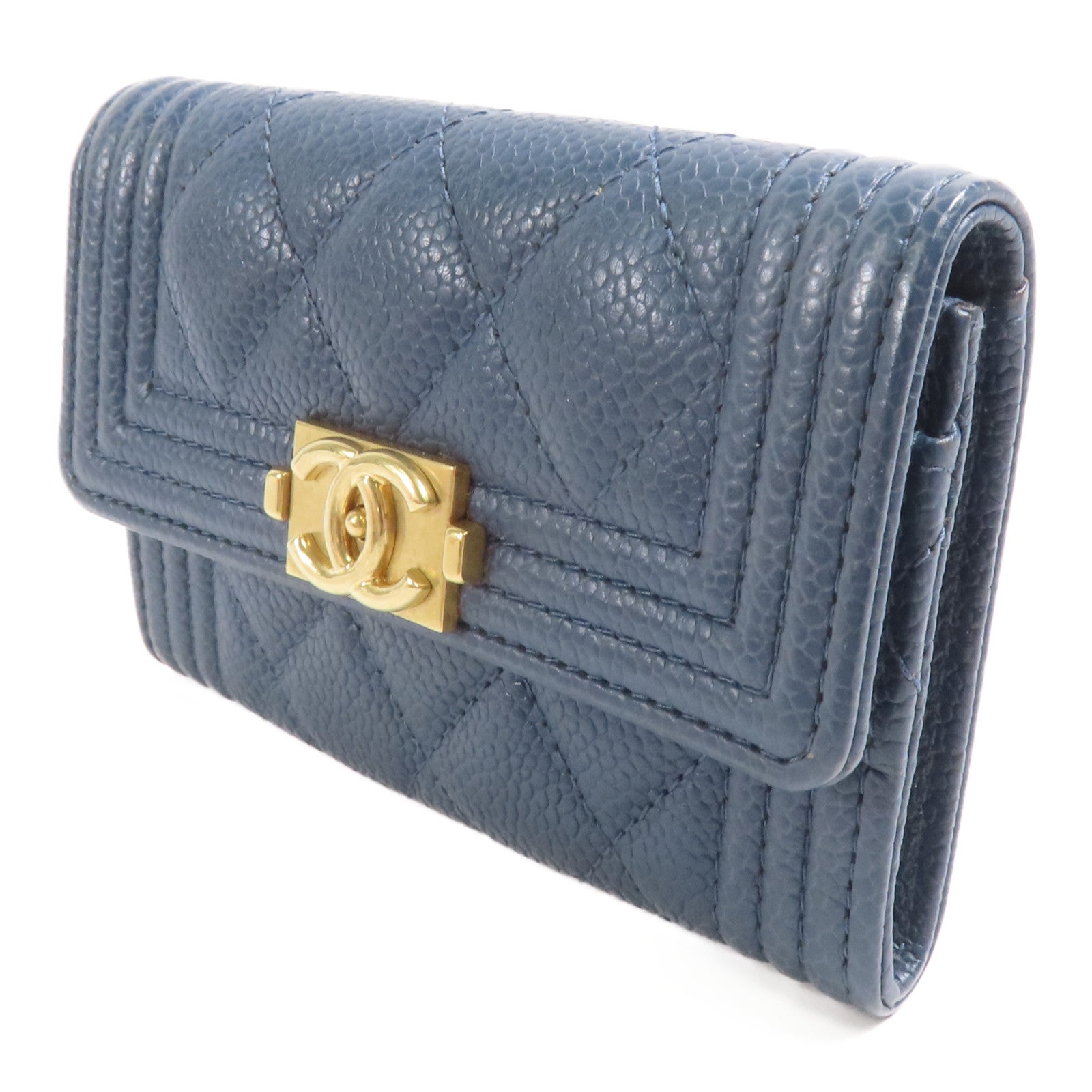 CHANEL 牛皮皮革Boy Card Case金扣卡片套