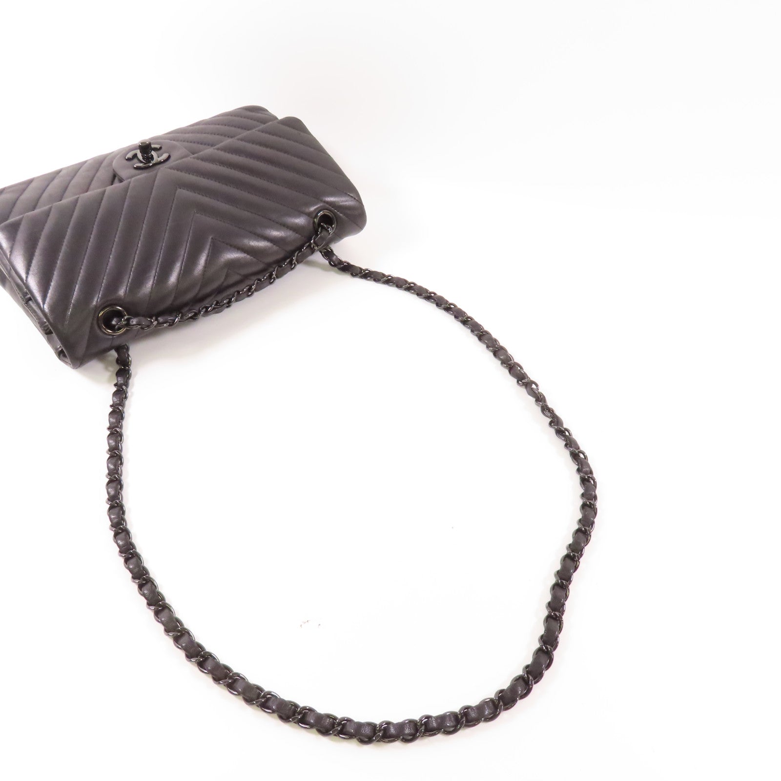 CHANEL CC Classic 25 Chain Shoulder Bag Lambskin Leather Black