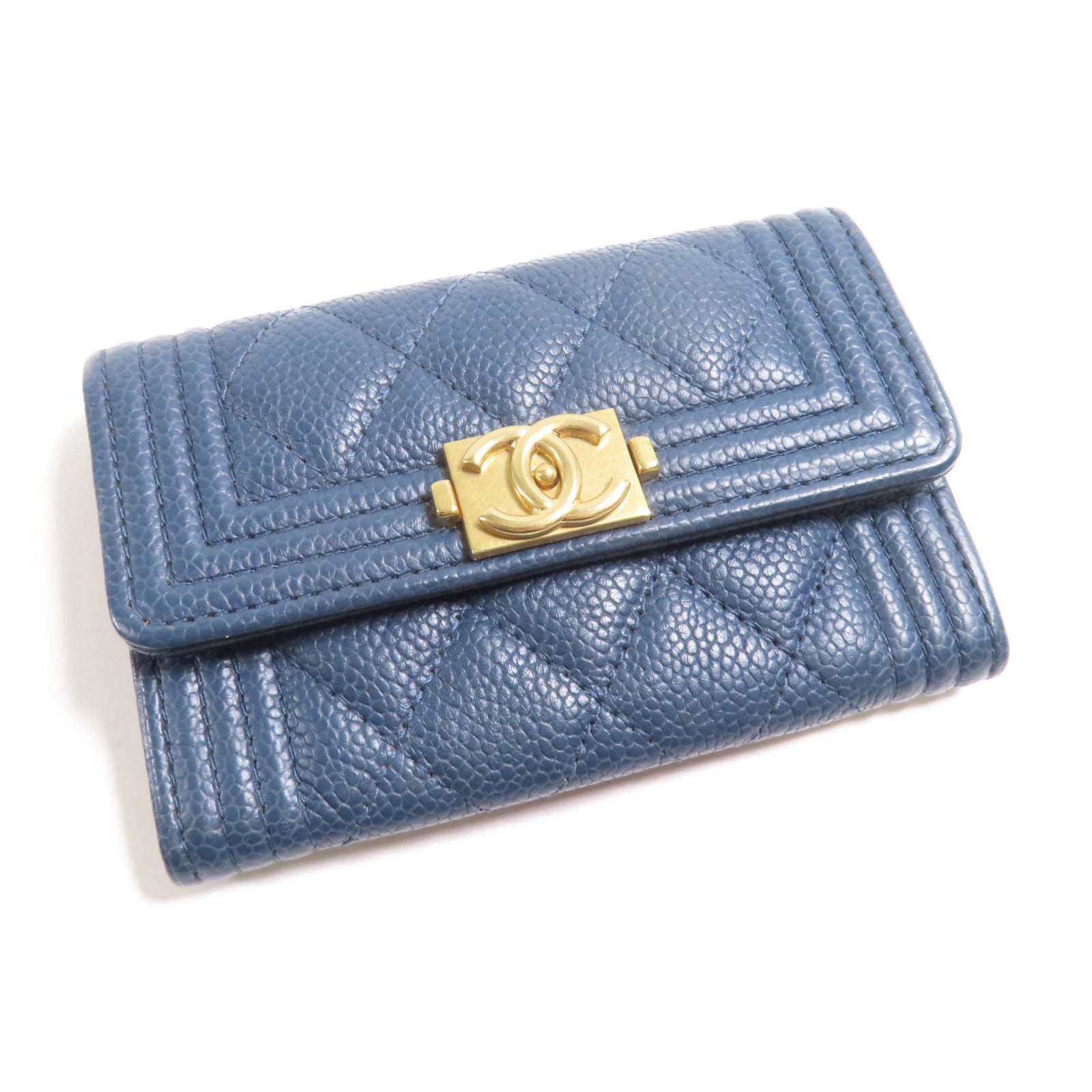 CHANEL 牛皮皮革Boy Card Case金扣卡片套