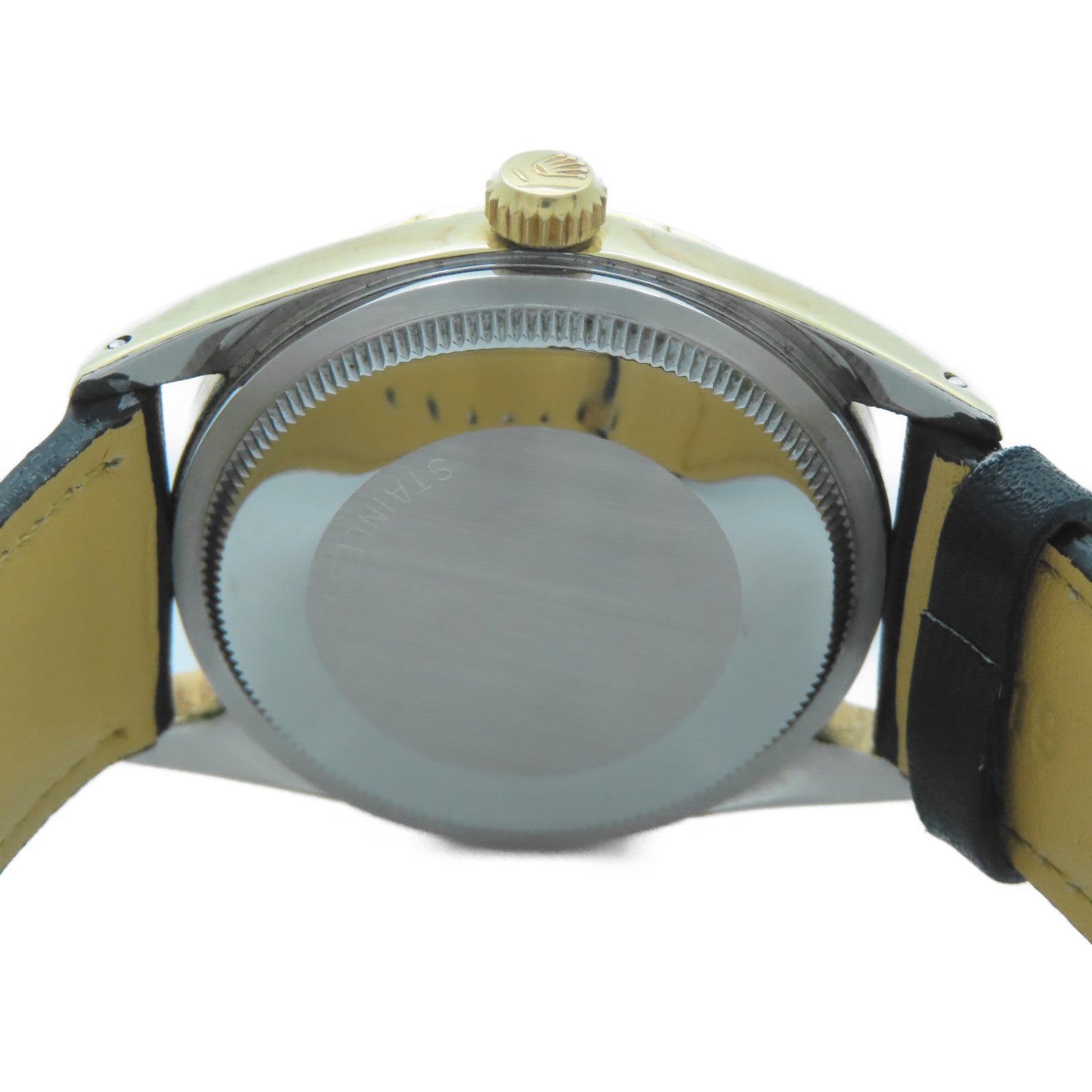 ROLEX Oyster Perpetual Date鍍金/皮革帶手錶自動機芯金色