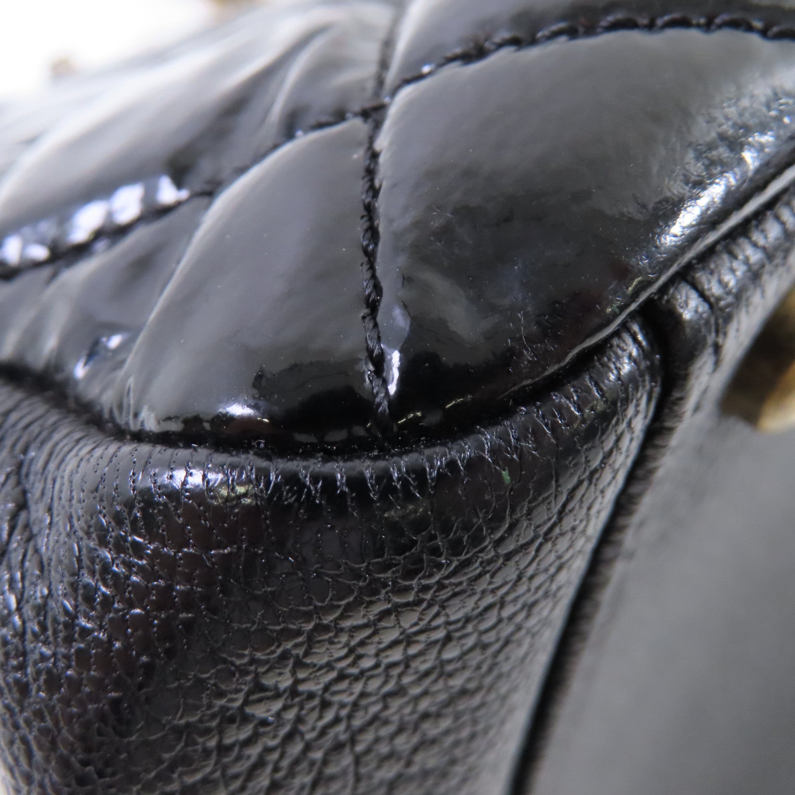 CHANEL 漆皮皮革Chain Shoulder Bag金扣鏈帶手挽肩背袋兩用袋黑色