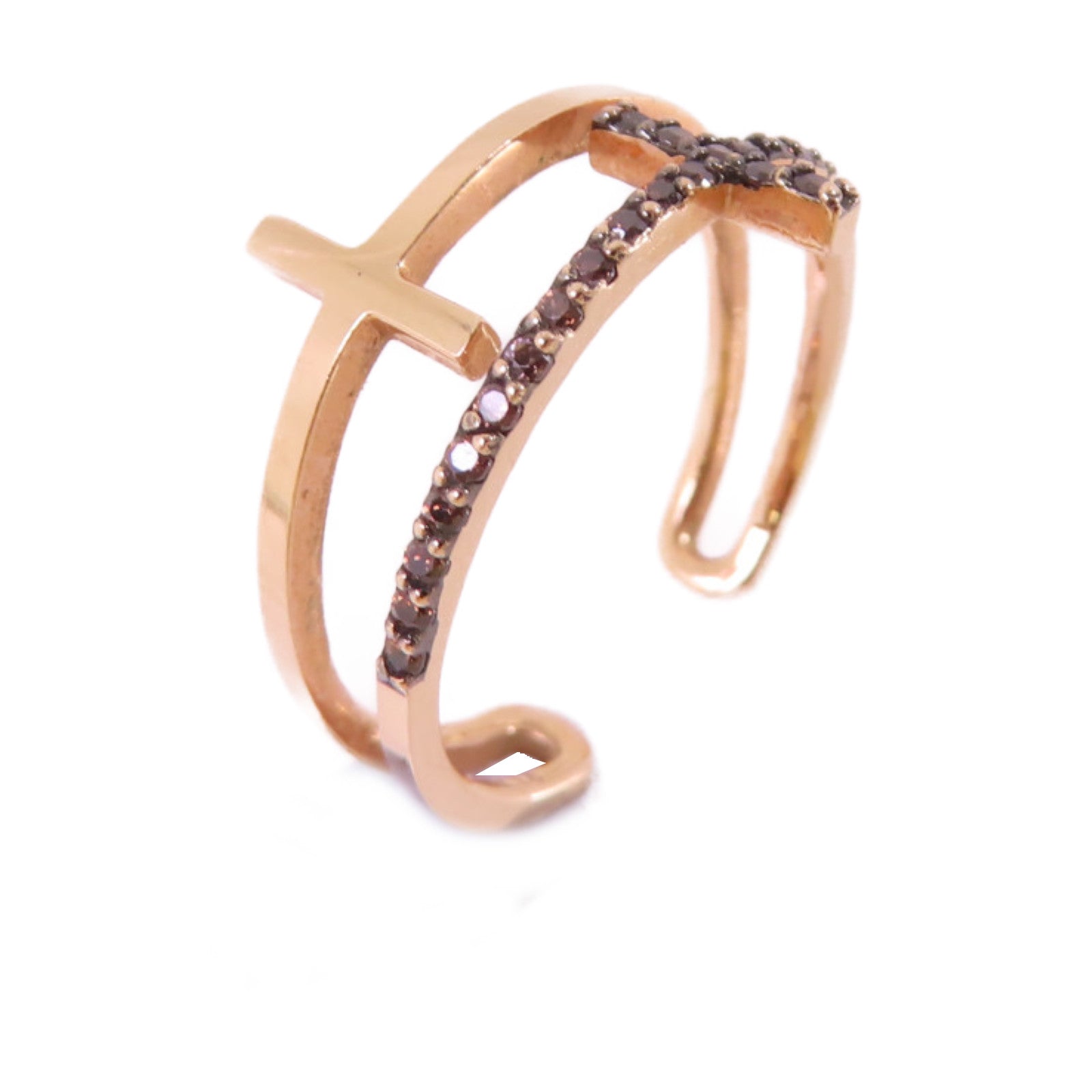 JEWELRY 14K玫瑰金/啡色鑽石Brown Diamond Ring戒指US#6.75