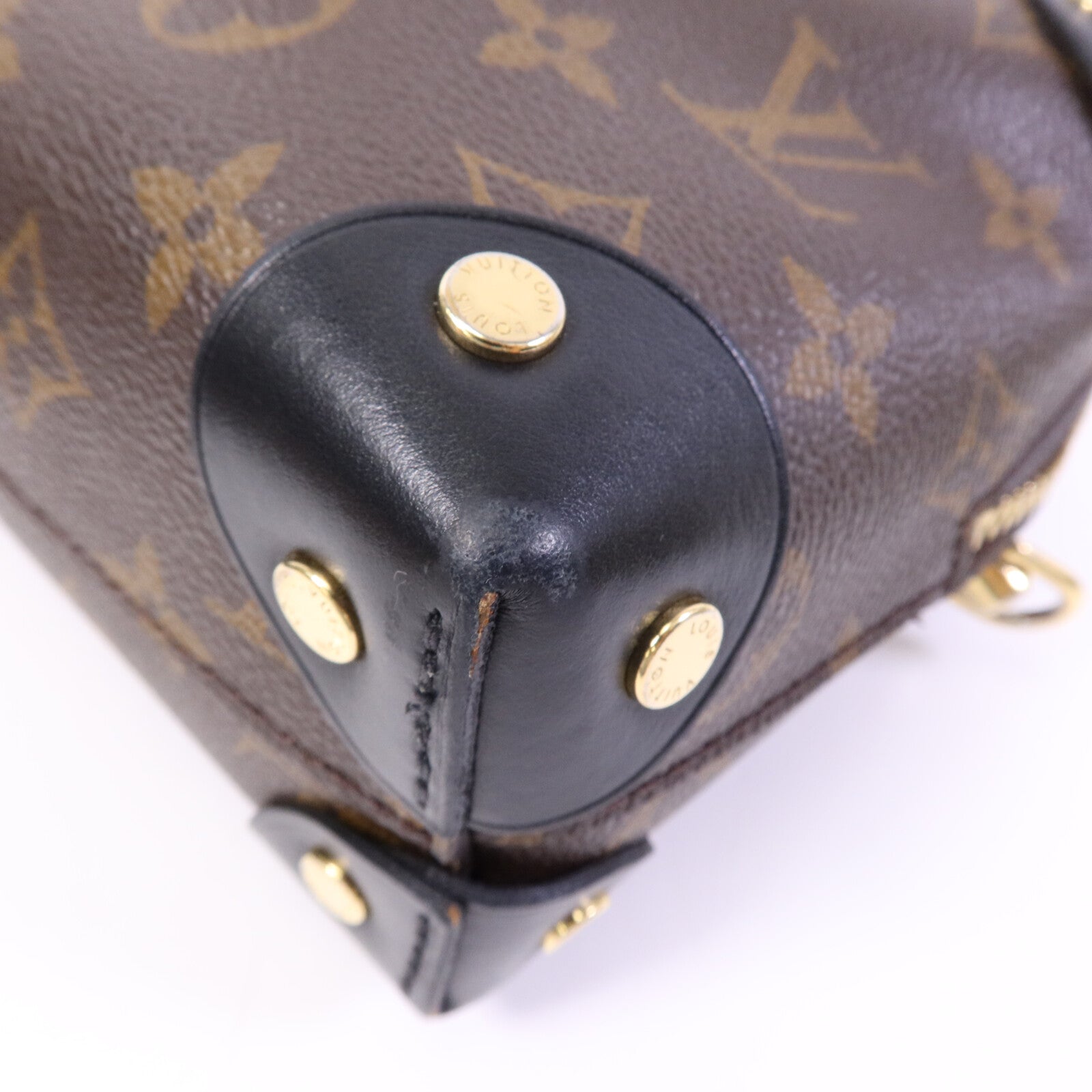 LOUIS VUITTON Monogram Petite Malle Souple金扣手挽肩背兩用袋棕色