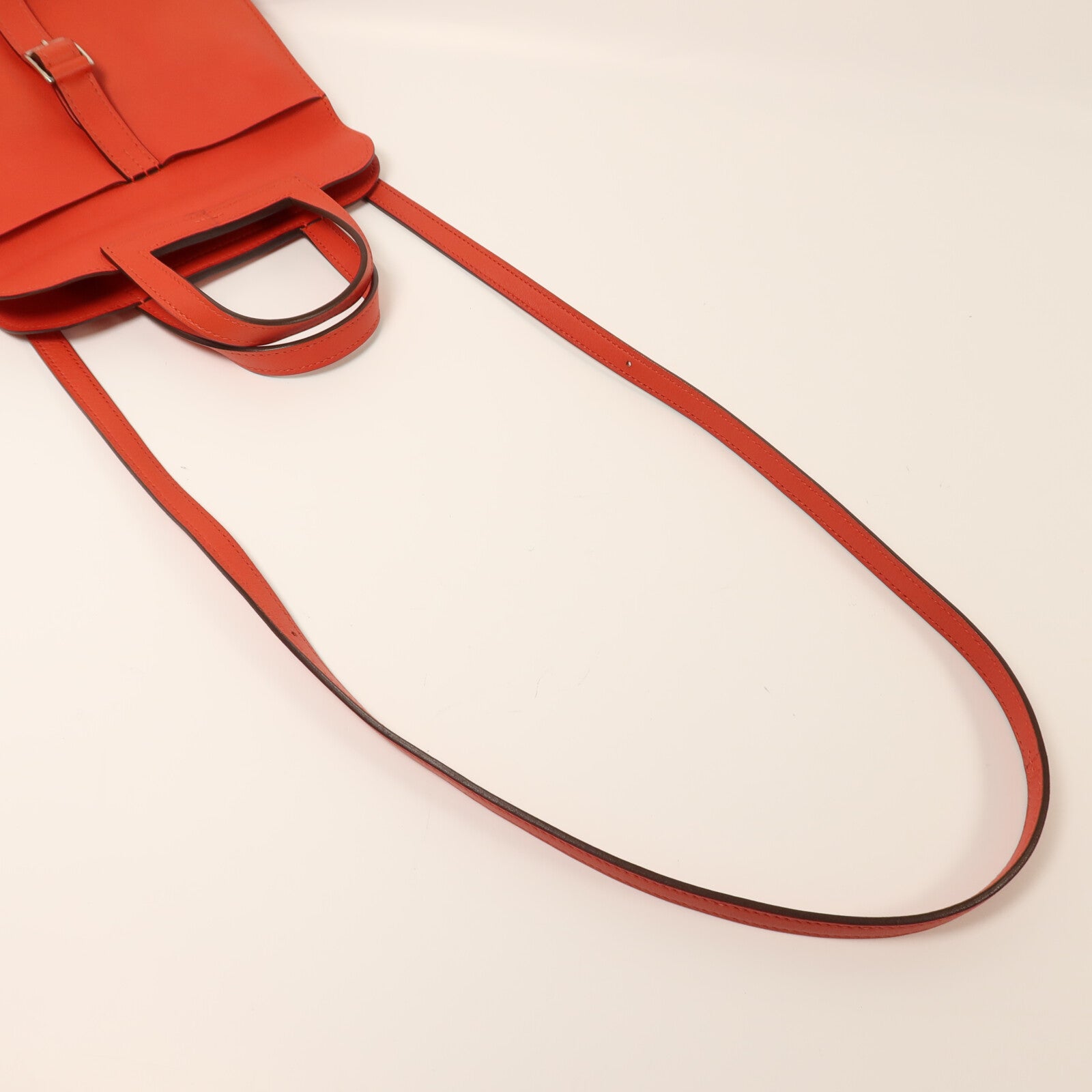 HERMES Swift皮革Mini Halzan銀扣手挽肩背兩用袋Rouge Pivoine