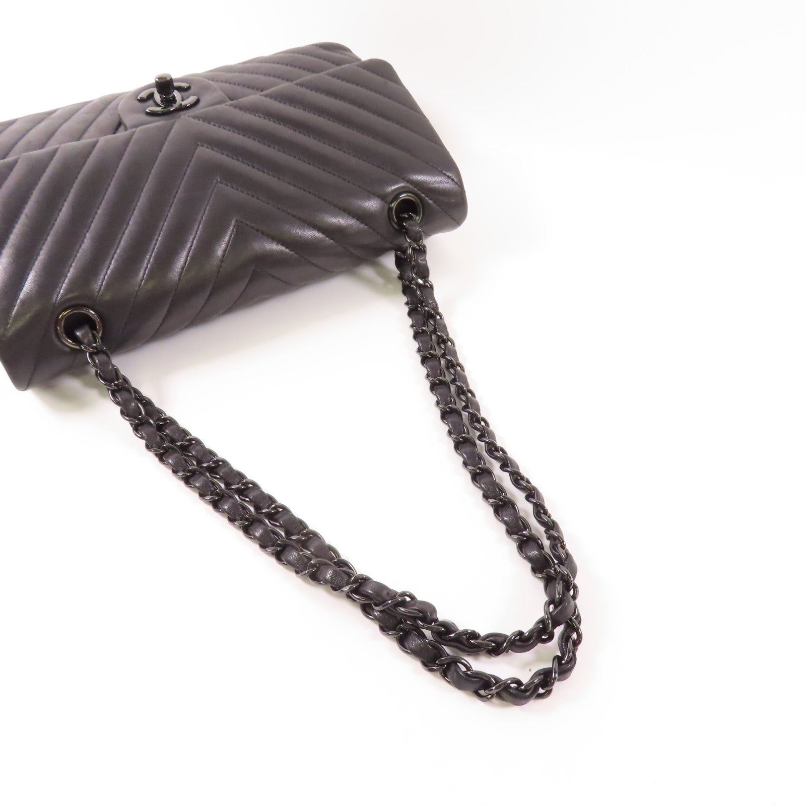CHANEL CC Classic 25 Chain Shoulder Bag Lambskin Leather Black