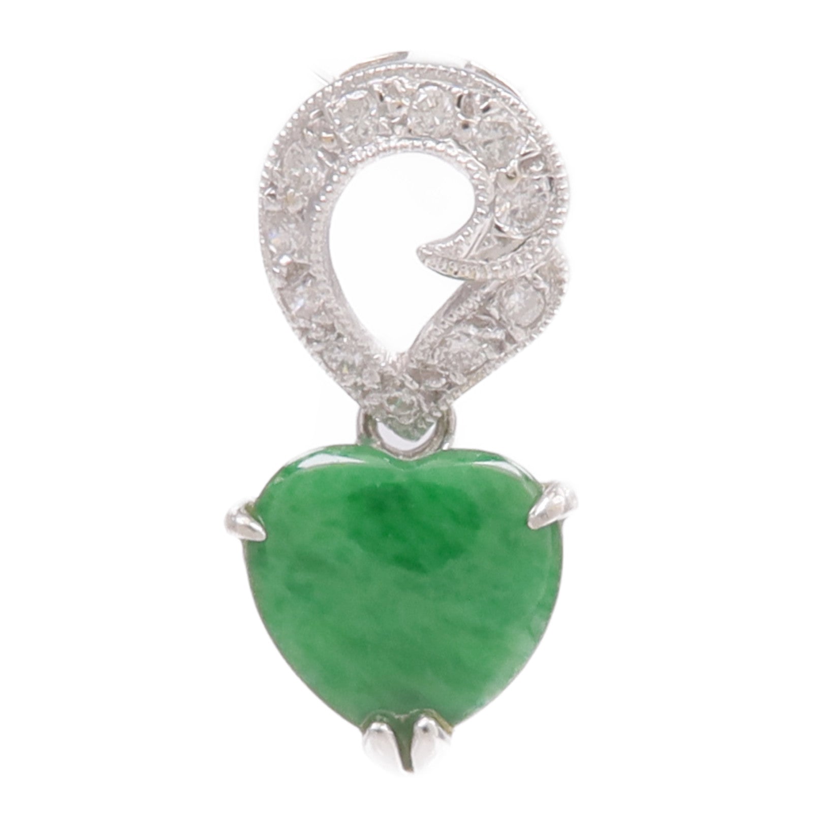 JEWELRY 18K白金Jade Diamond Pendant Top翡翠/鑽石吊墜