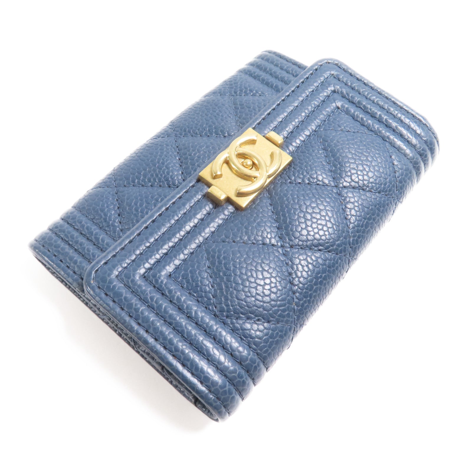 CHANEL 牛皮皮革Boy Card Case金扣卡片套