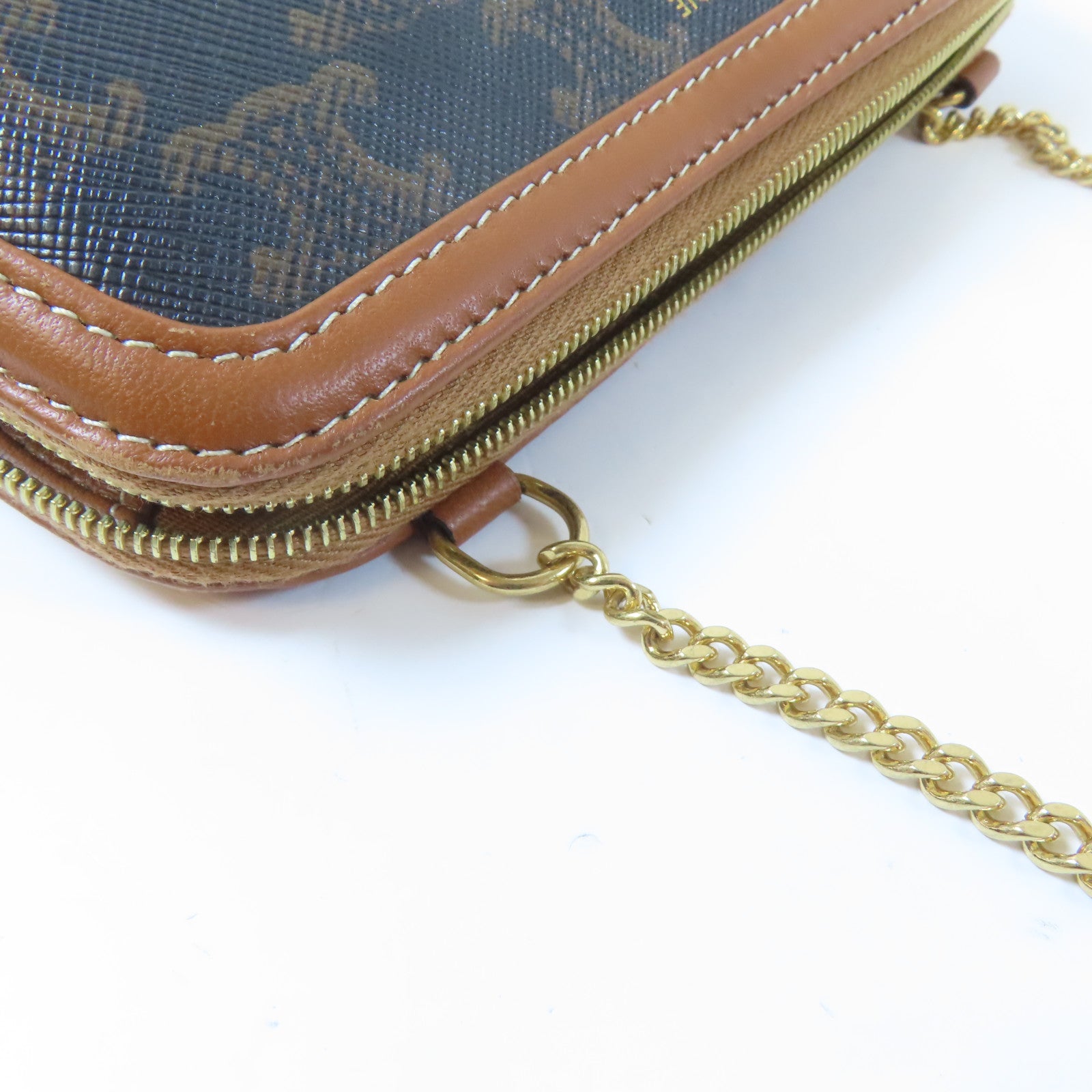 CELINE 帆布Shoulder Bag金扣肩背袋啡色