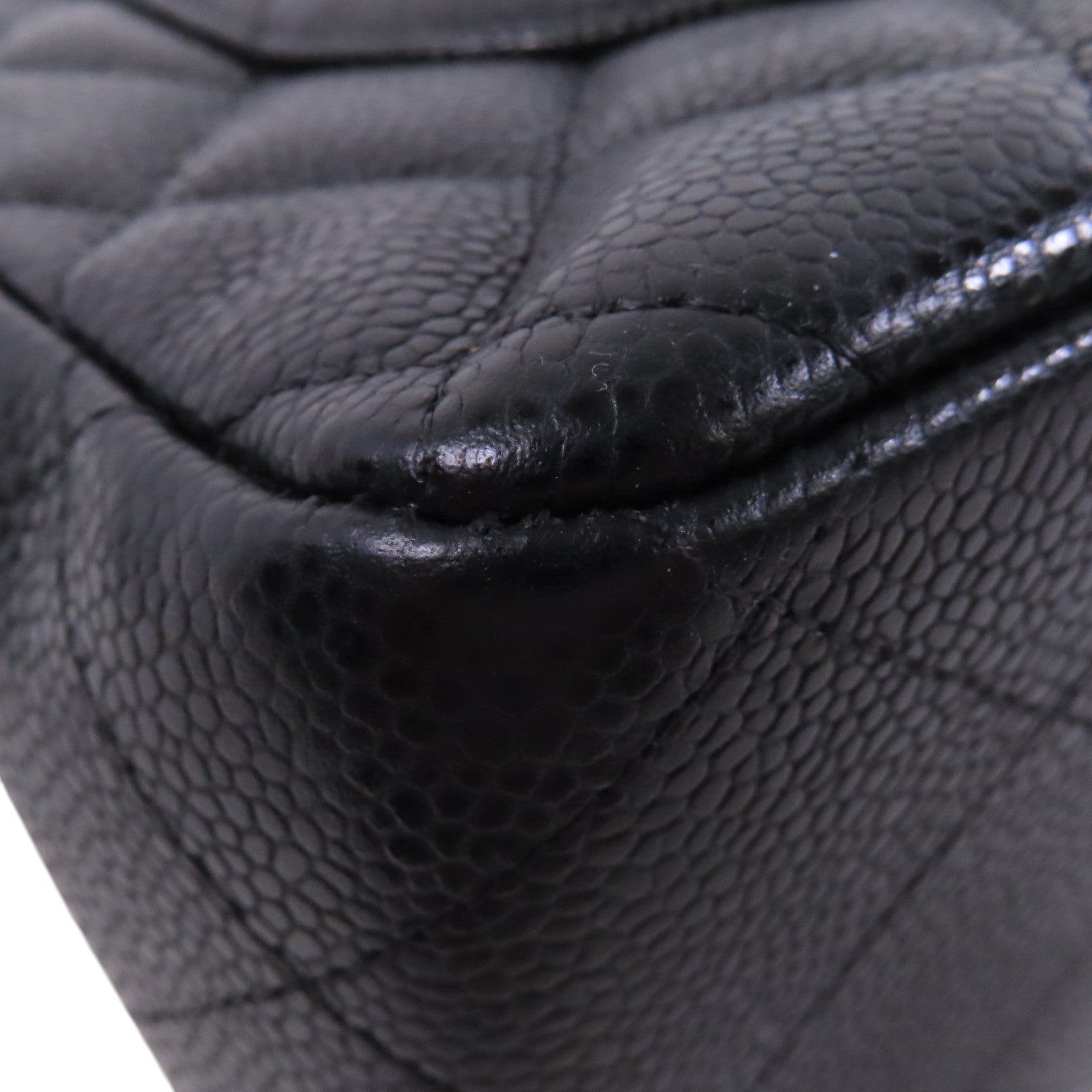 CHANEL 牛皮皮革Large Classic 30銀扣鏈帶肩背袋