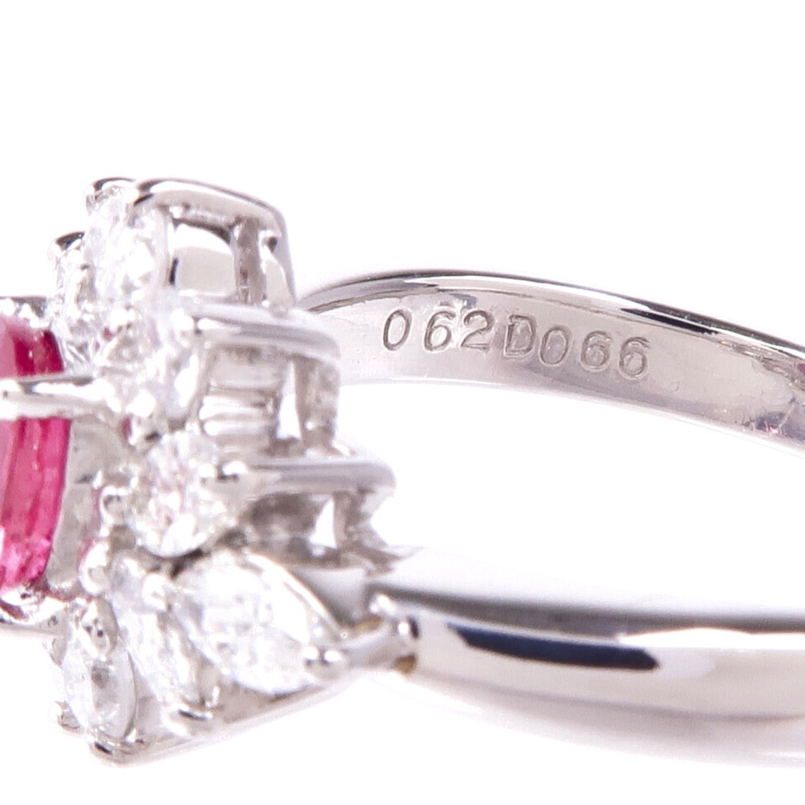 JEWELRY PT850鉑金Ruby Diamond Ring紅寶石/鑽石戒指US#5.75