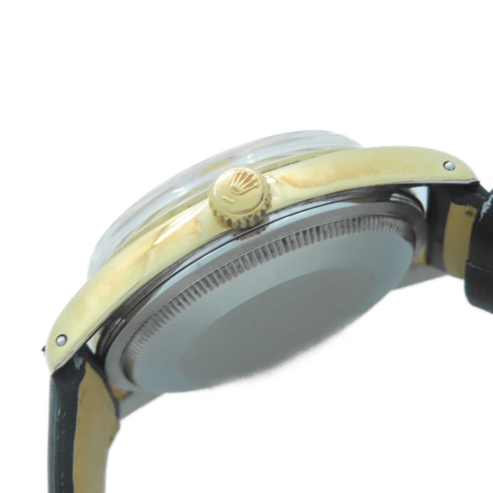 ROLEX Oyster Perpetual Date鍍金/皮革帶手錶自動機芯金色