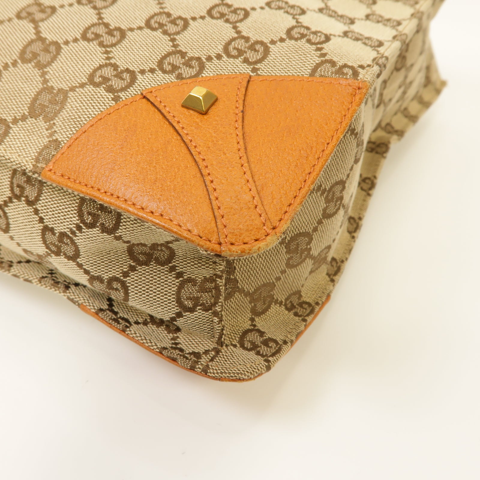 GUCCI 帆布Hand Bag金扣手挽袋啡色