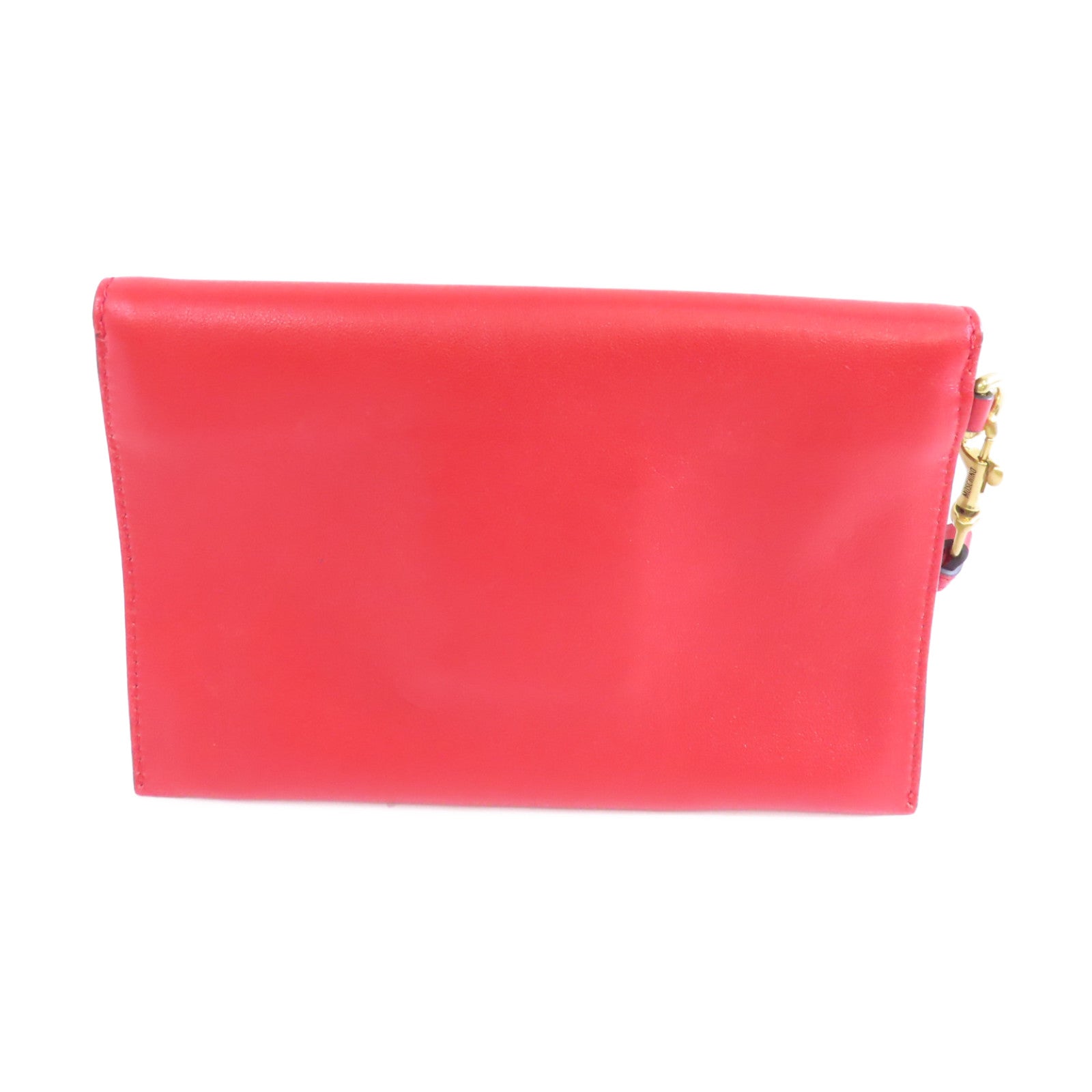 MOSCHINO 牛皮皮革Clutch Bag金扣手拿包紅色