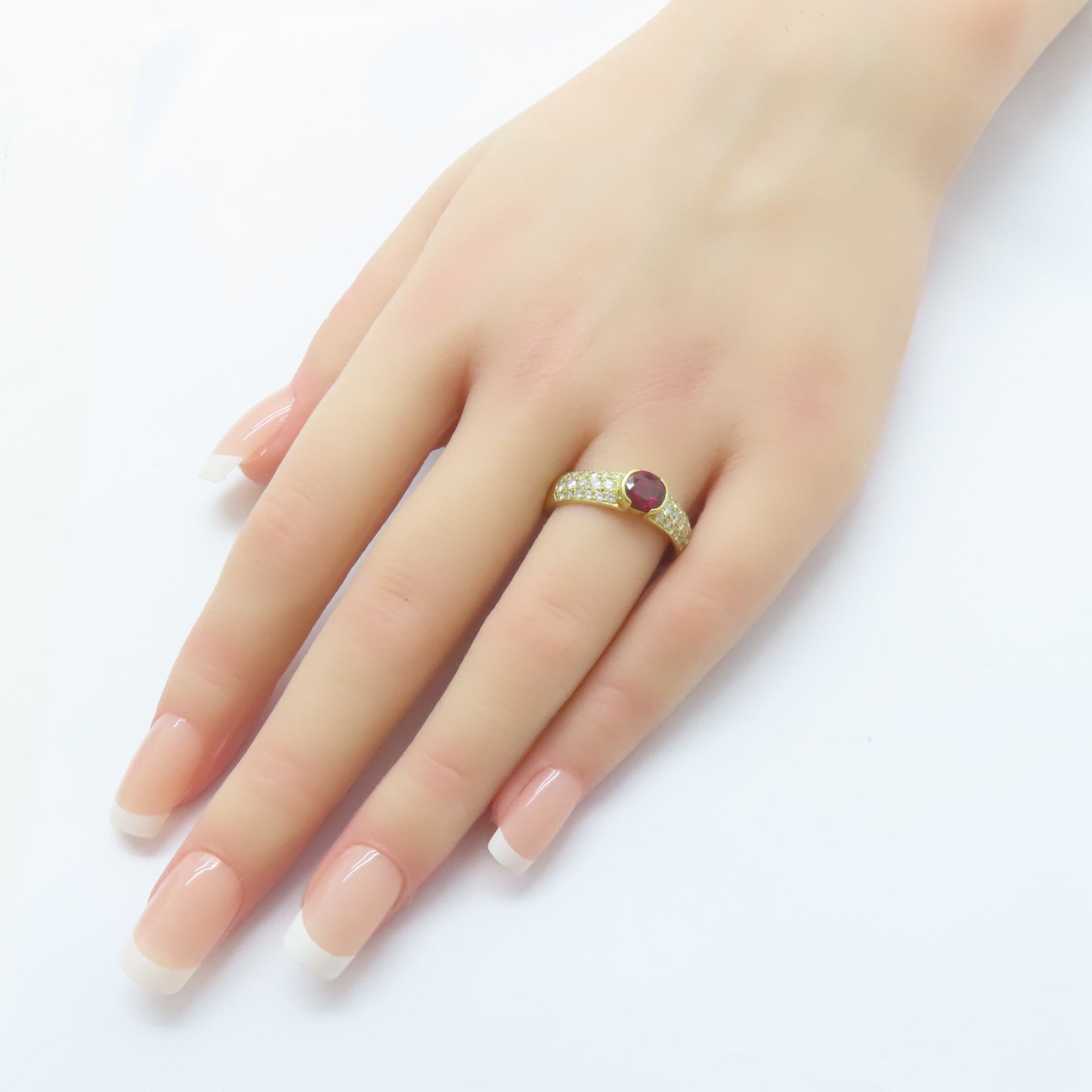 JEWELRY 【激減優惠】18K黃金Ruby Ring 1.01ct紅寶石/0.55ct鑽石戒指US#7.5