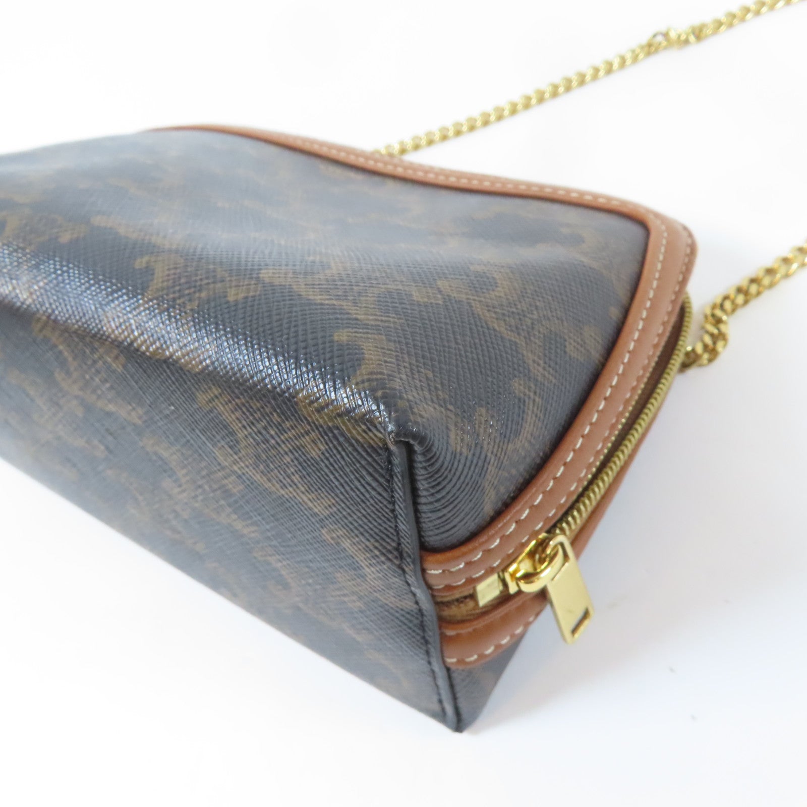 CELINE 帆布Shoulder Bag金扣肩背袋啡色