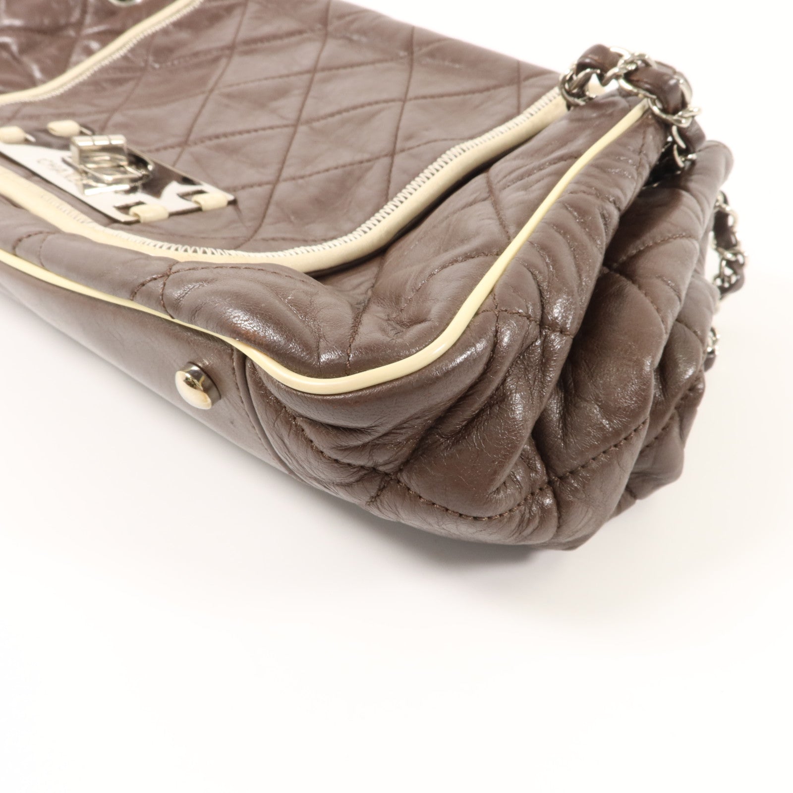 CHANEL 牛皮皮革East West Accordion Flap鏈帶肩背袋