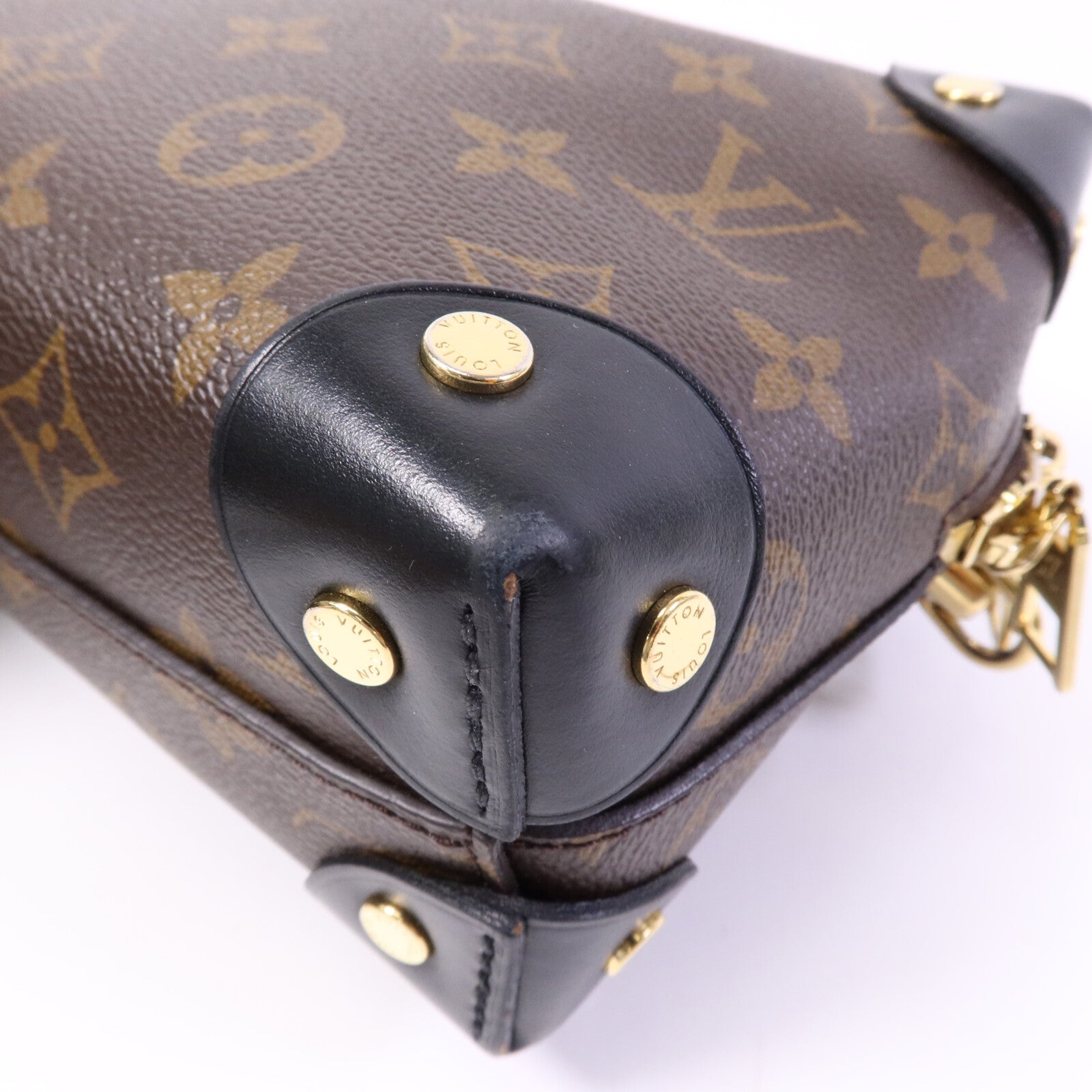 LOUIS VUITTON Monogram Petite Malle Souple金扣手挽肩背兩用袋棕色