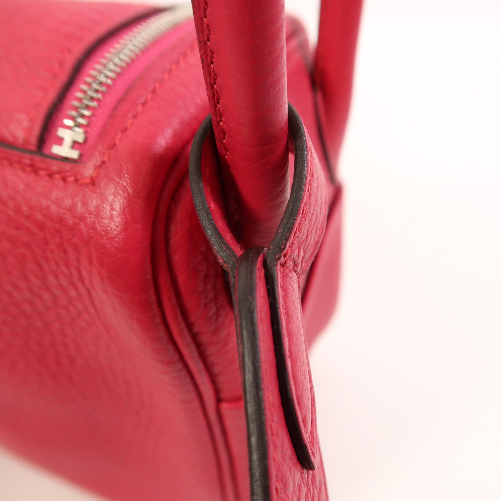 HERMES Clemence皮革Mini Lindy銀扣手挽肩背兩用袋Rose Extreme