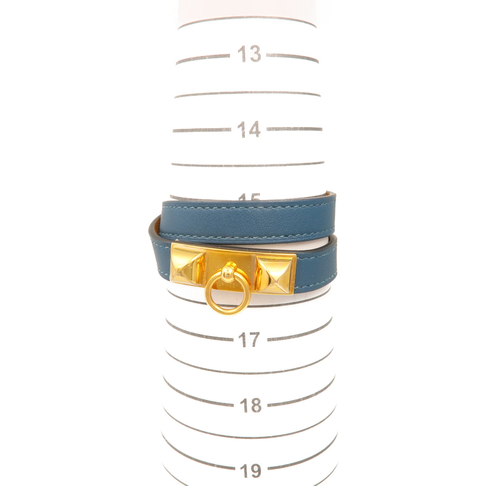 HERMES 【激減優惠】Swift皮革Rivale Double Tour Bracelet金扣手鏈Navy
