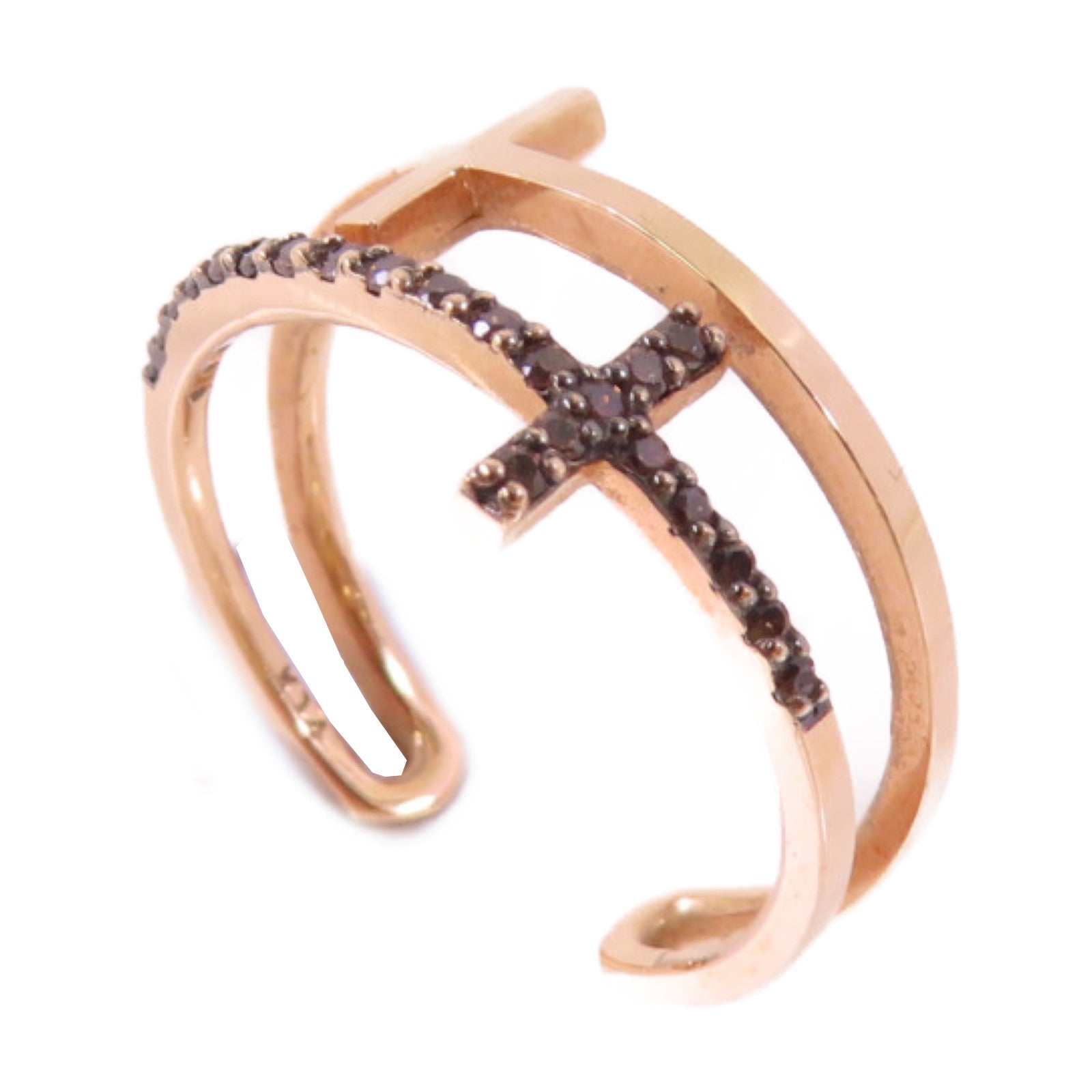 JEWELRY 14K玫瑰金/啡色鑽石Brown Diamond Ring戒指US#6.75