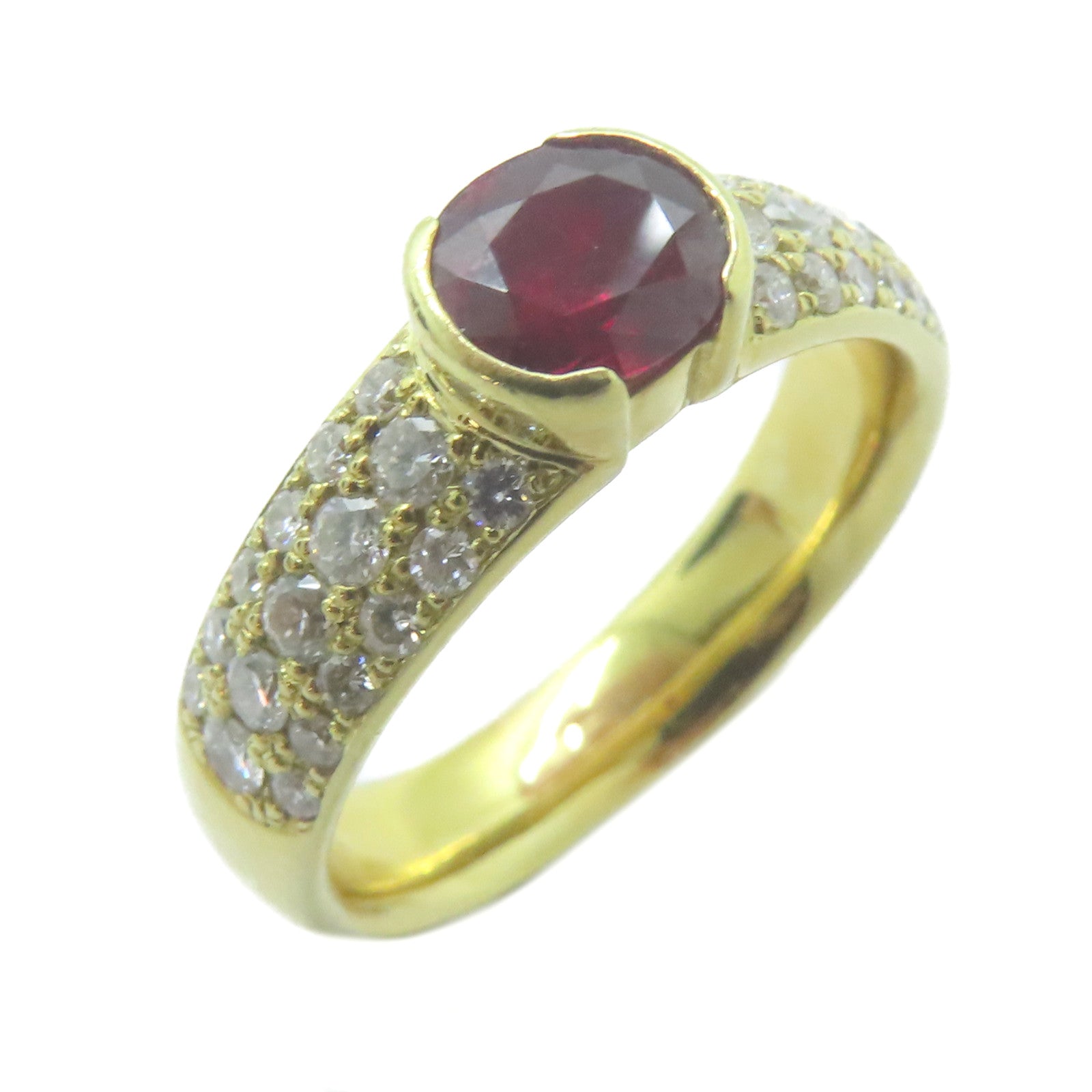 JEWELRY 【激減優惠】18K黃金Ruby Ring 1.01ct紅寶石/0.55ct鑽石戒指US#7.5