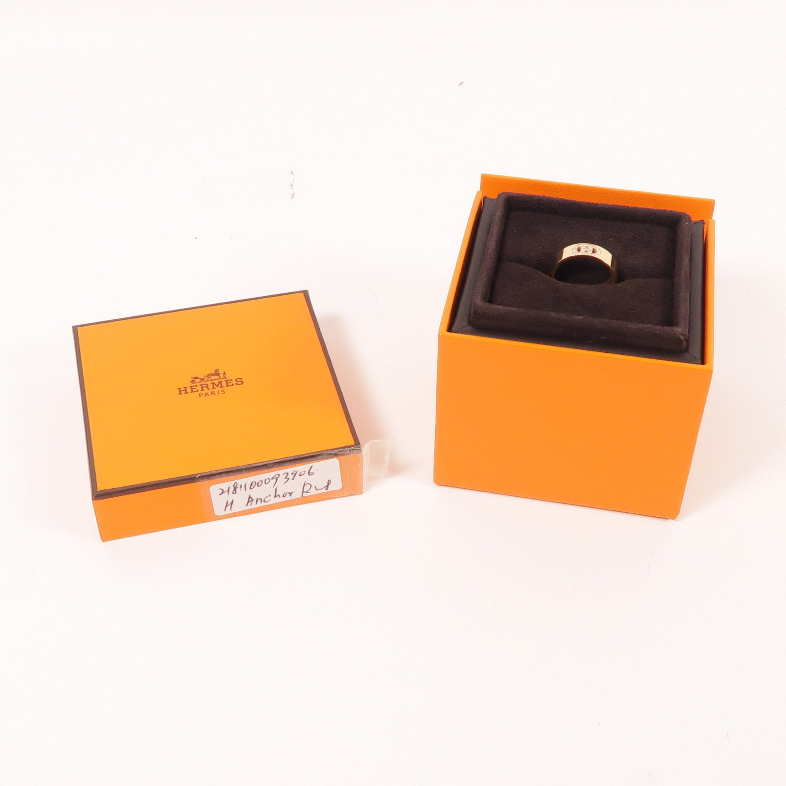 HERMES 18K玫瑰金H D'ancre Ring戒指US#6.25